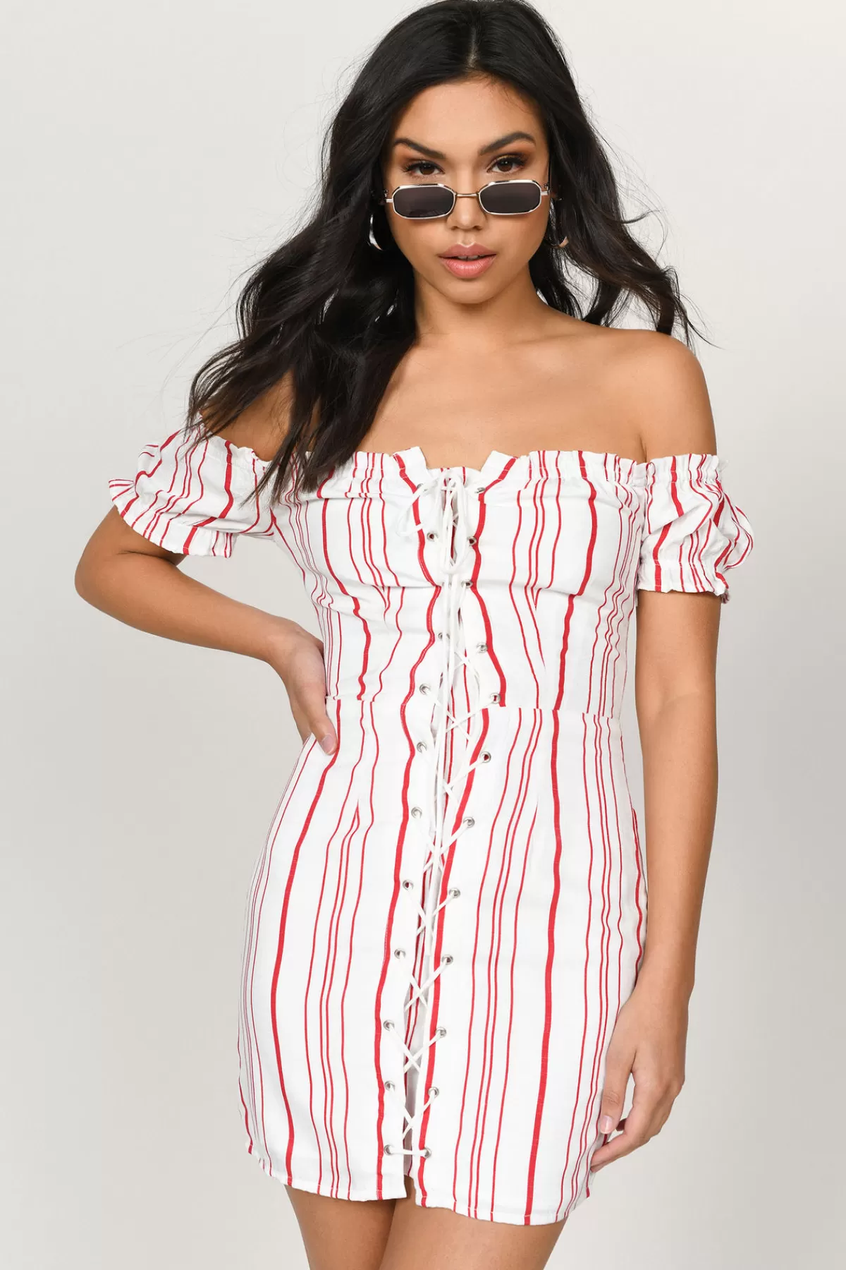 Tobi Nikki Lace Up Off The Shoulder Mini Dress - * Valentines Day Outfits | 4Th Of July Fashion