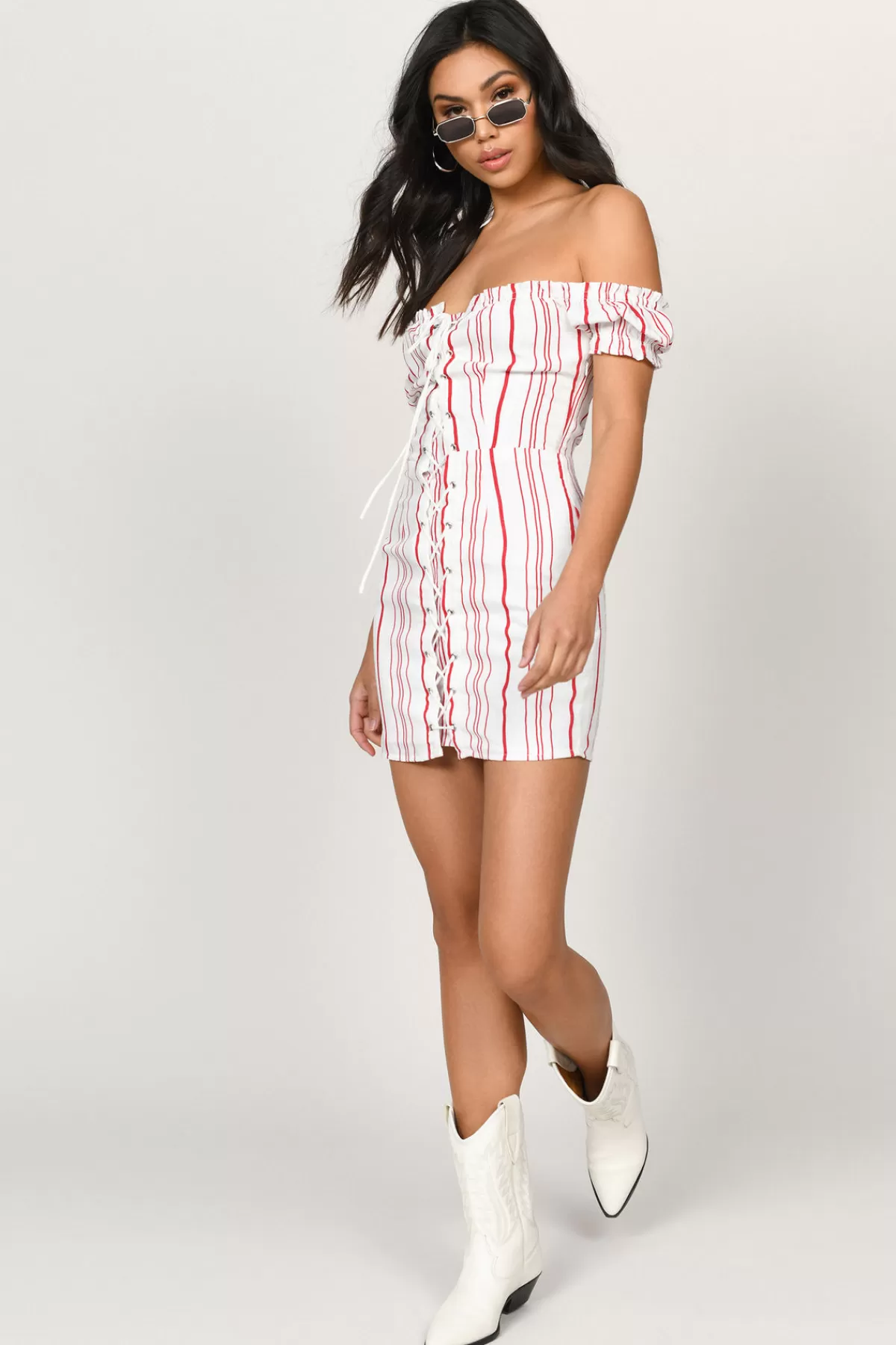 Tobi Nikki Lace Up Off The Shoulder Mini Dress - * Valentines Day Outfits | 4Th Of July Fashion