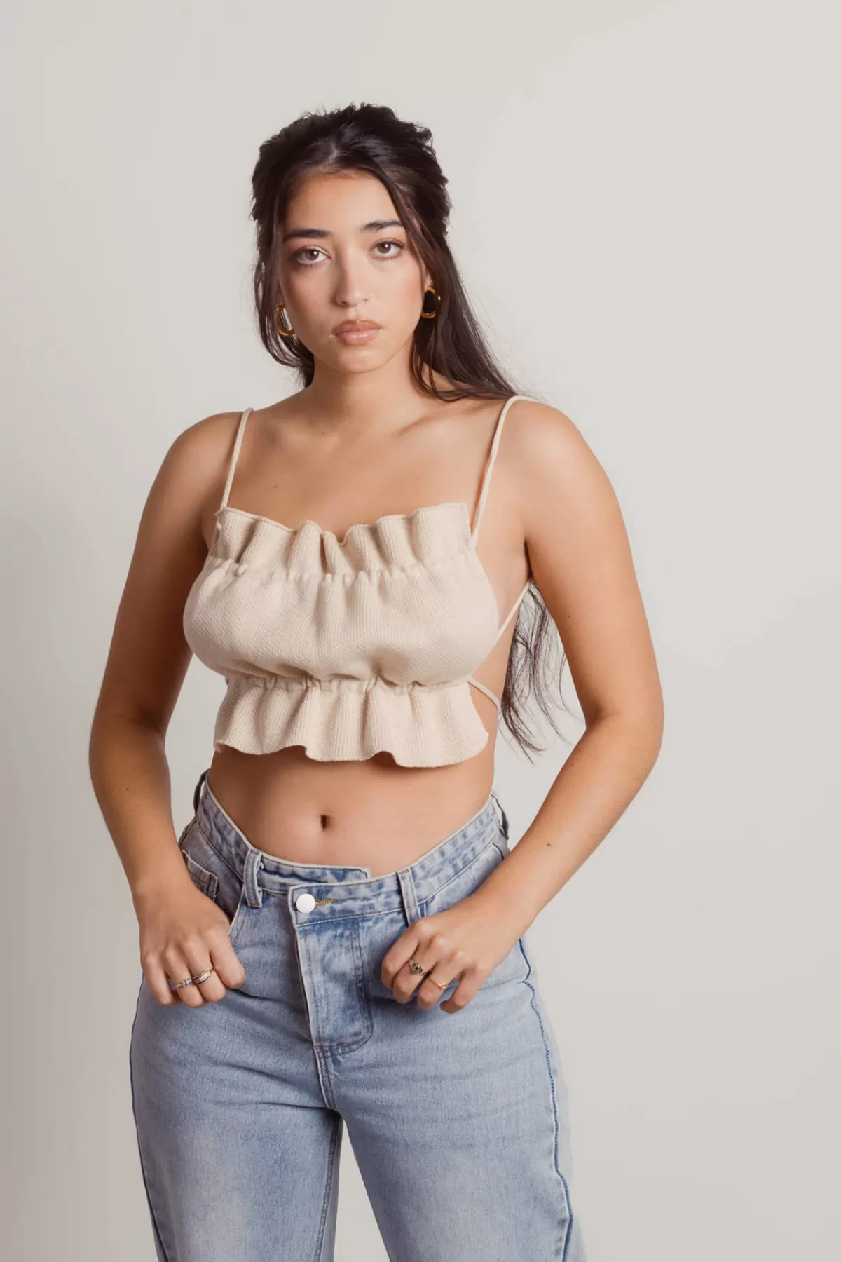 Tobi Nobody But You Crop Top - Sand* Night Club Outfits | Going Out Outfits