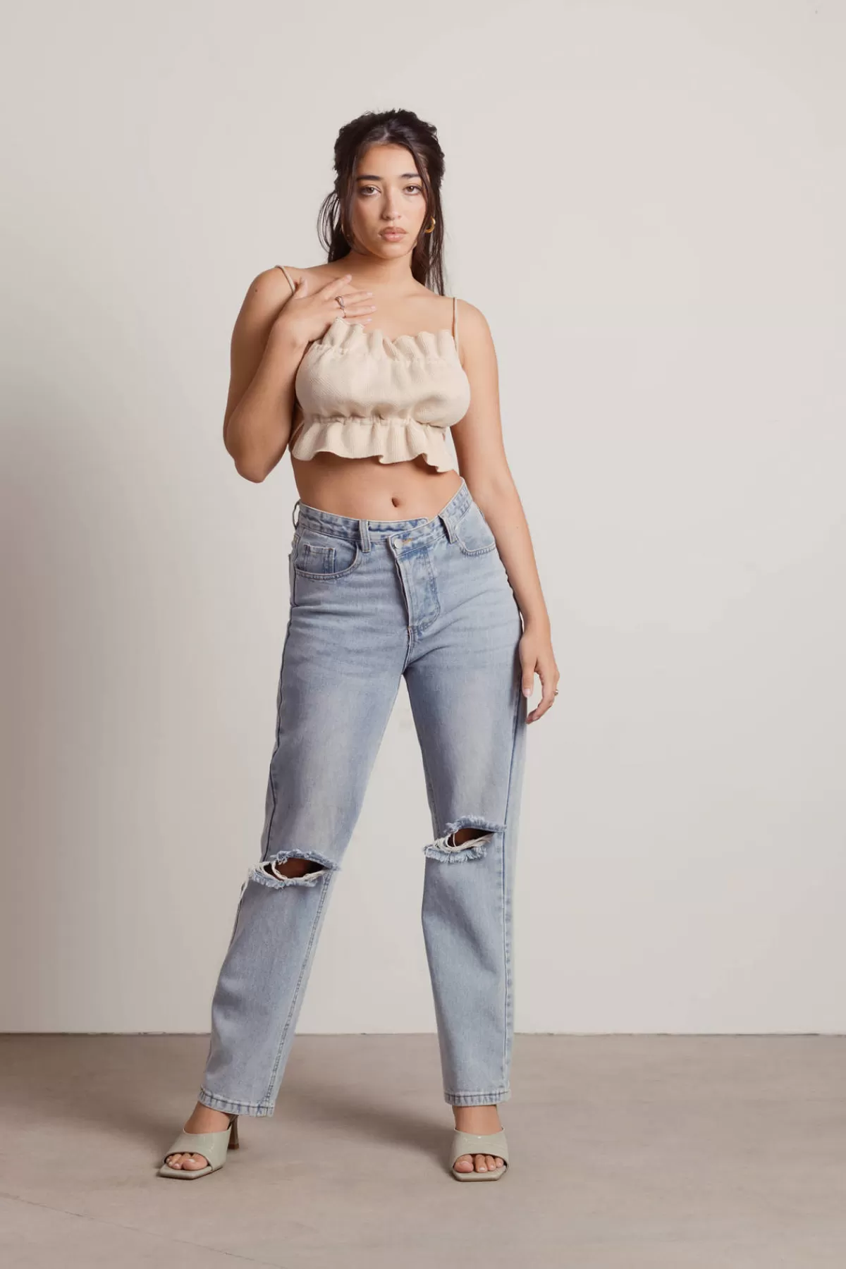 Tobi Nobody But You Crop Top - Sand* Night Club Outfits | Going Out Outfits