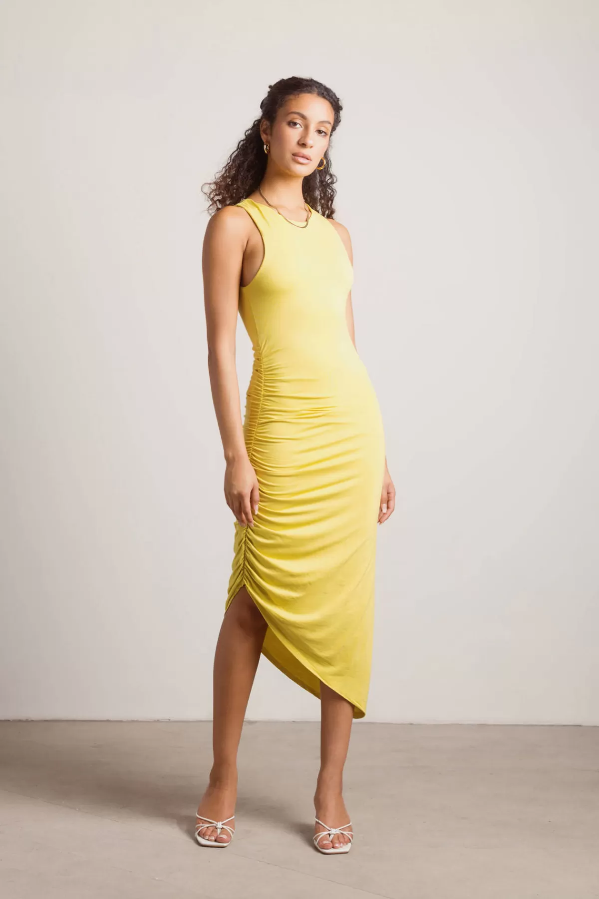 Tobi Nonsense Ruched Asymmetrical Midi Dress - * Bridesmaid Dresses | Casual Wedding Guest Dresses