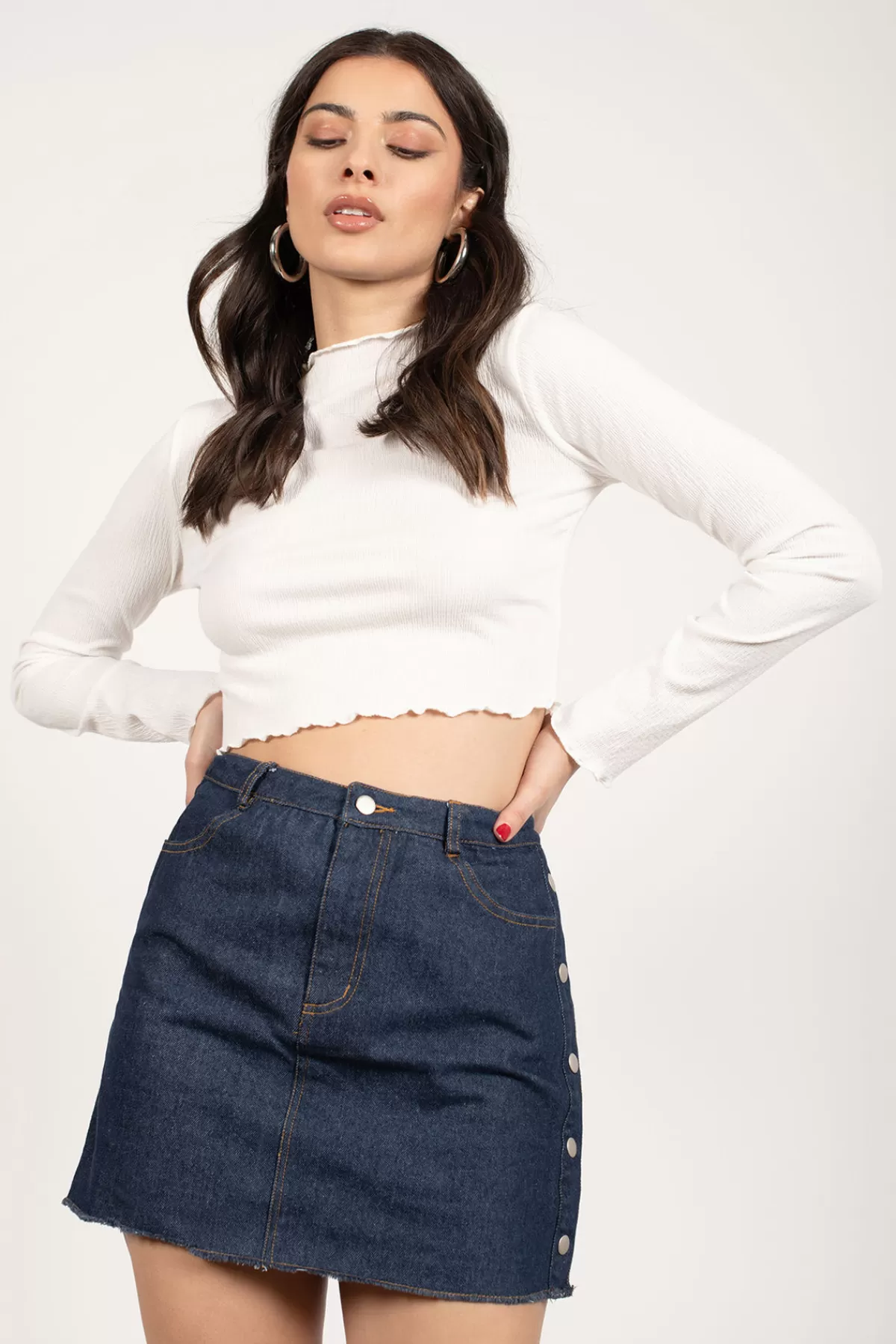 Tobi Oh Snap Denim Mini Skirt - * Skirts