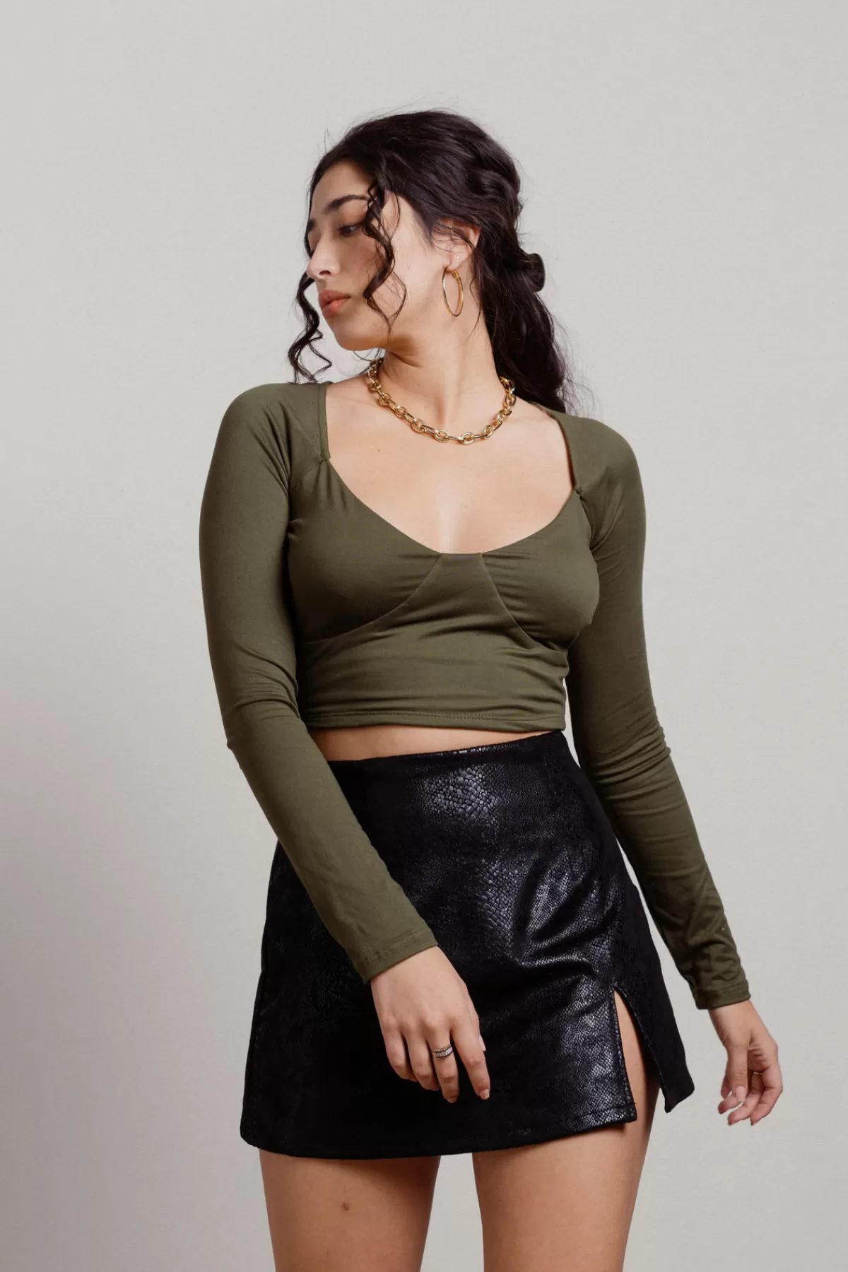 Tobi Olio Crop Top - * Long Sleeve Tops | Going Out Tops