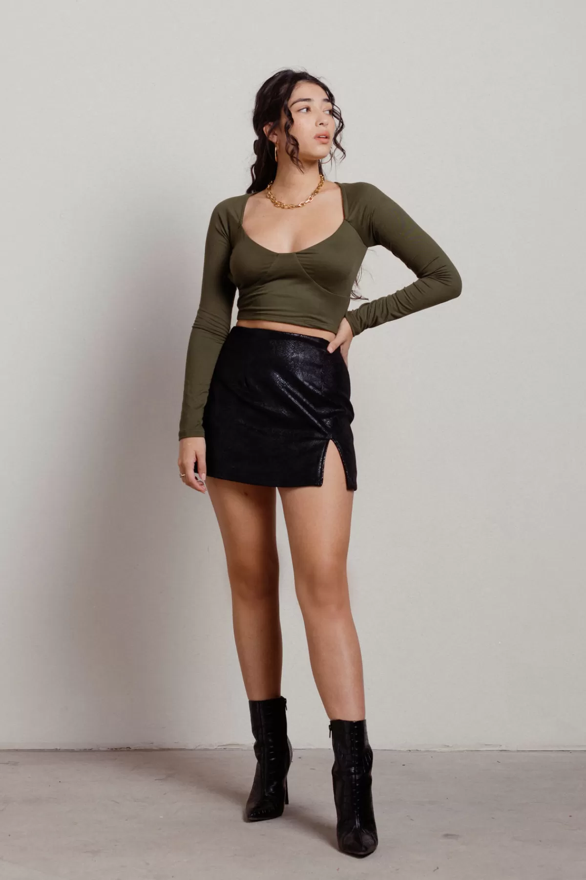 Tobi Olio Crop Top - * Long Sleeve Tops | Going Out Tops