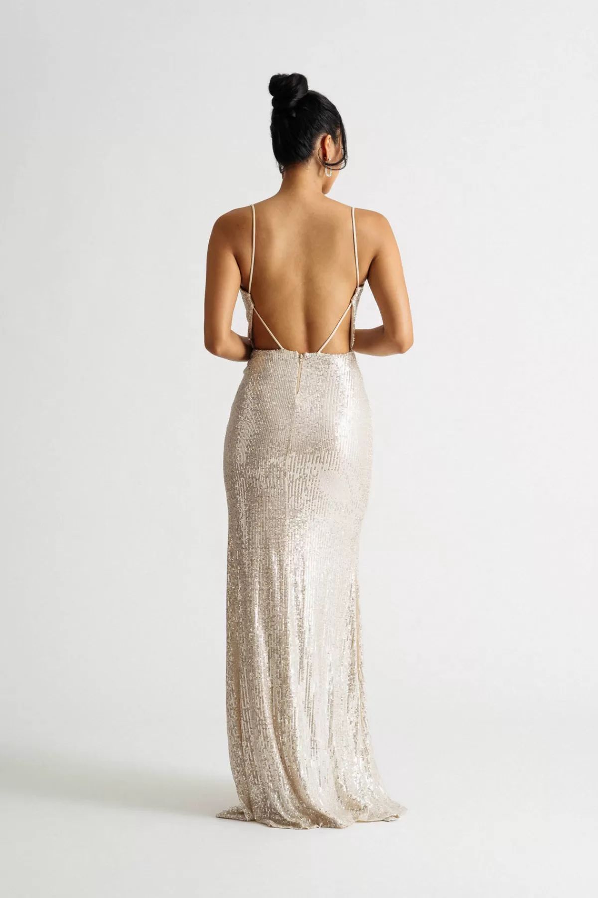 Tobi One Night Only Sequin High Slit Maxi Dress - Champagne* Grandmother Of The Bride Dresses | Winter Formal Dresses