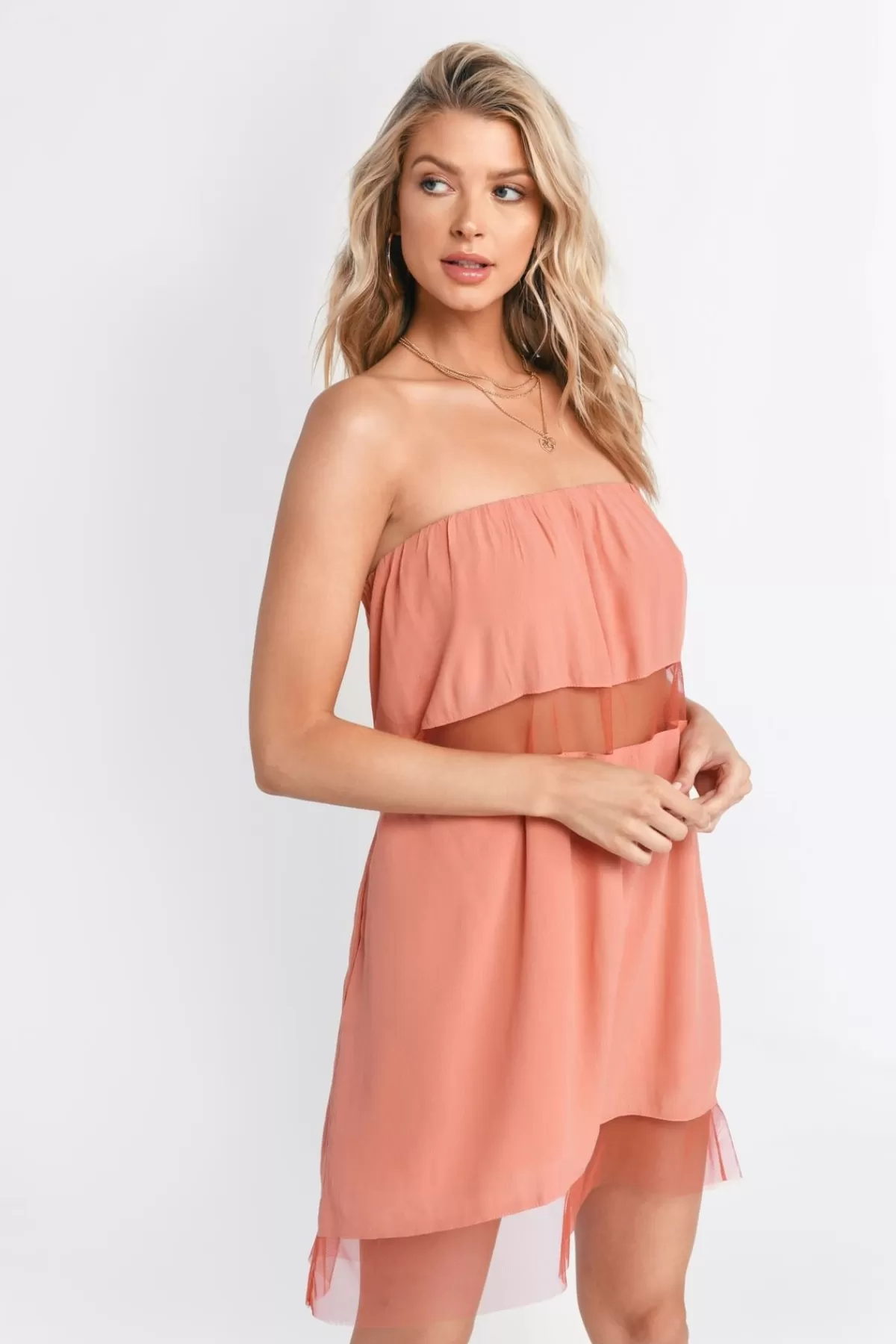 Tobi Only Girl Strapless Mesh Hem Mini Dress - * Valentines Day Outfits | Resort Wear