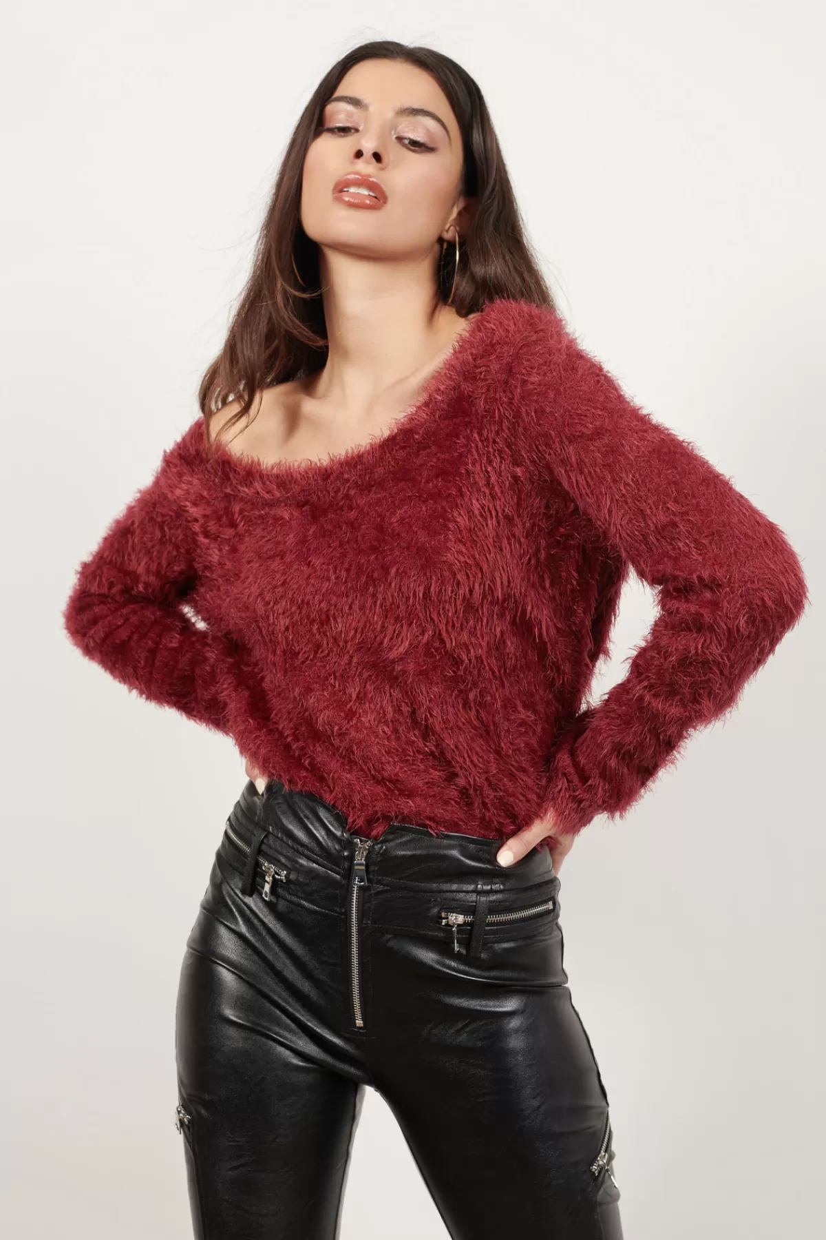 Tobi Out On The Town Fuzzy Sweater - * Halloween Outfits | Red Tops