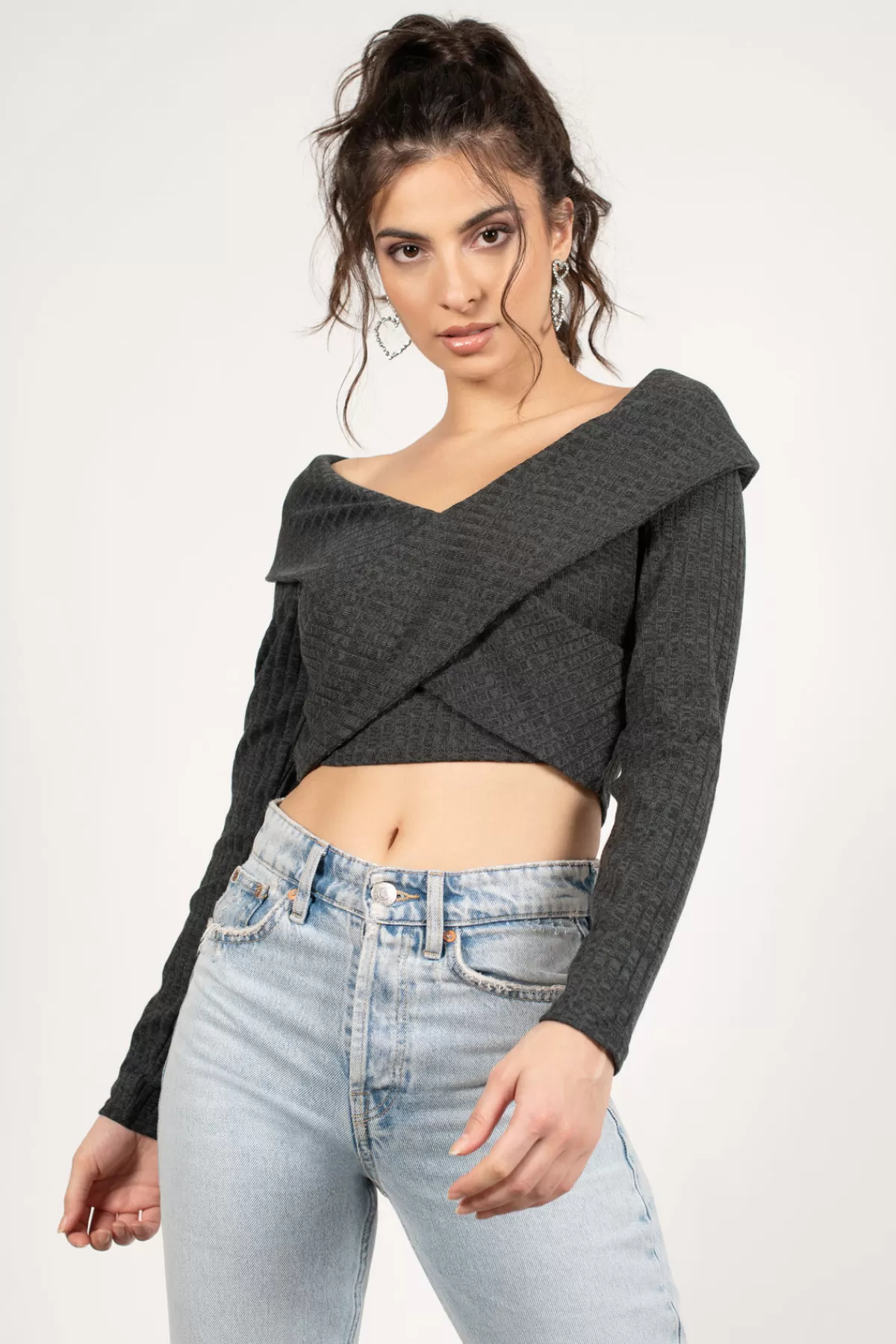 Tobi Pick It Up Cross Front Sweater - * Sweaters & Cardigans