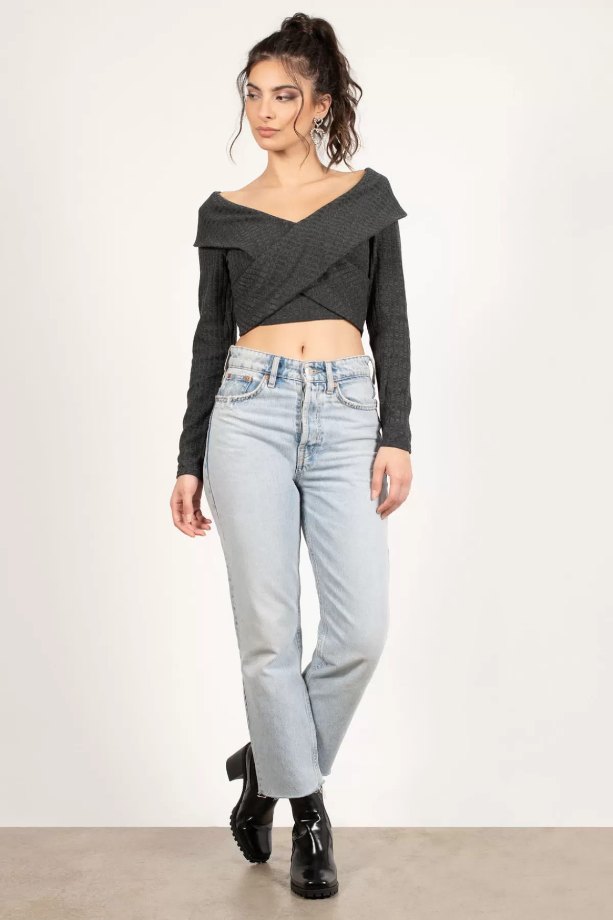 Tobi Pick It Up Cross Front Sweater - * Sweaters & Cardigans