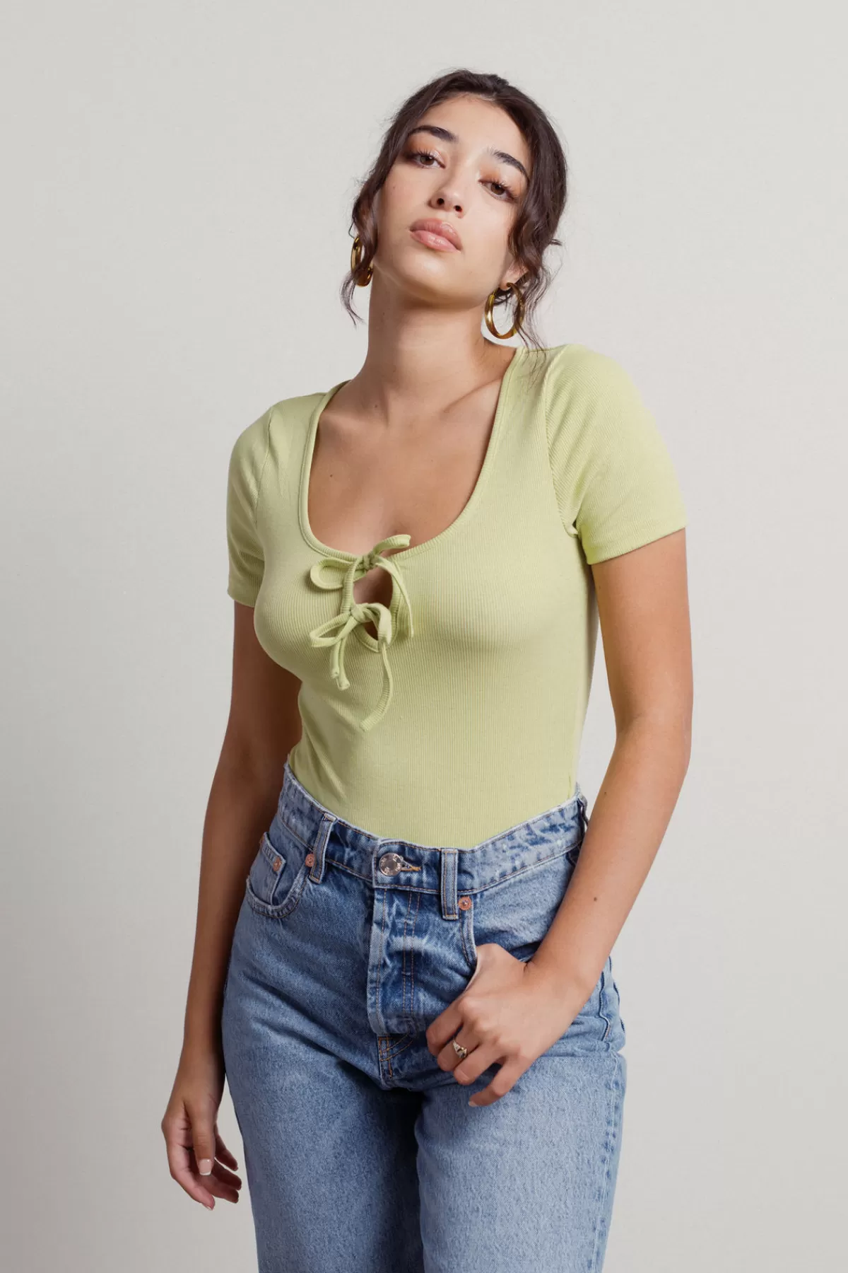 Tobi Pistachio Ribbed Bodysuit - * Bodysuits