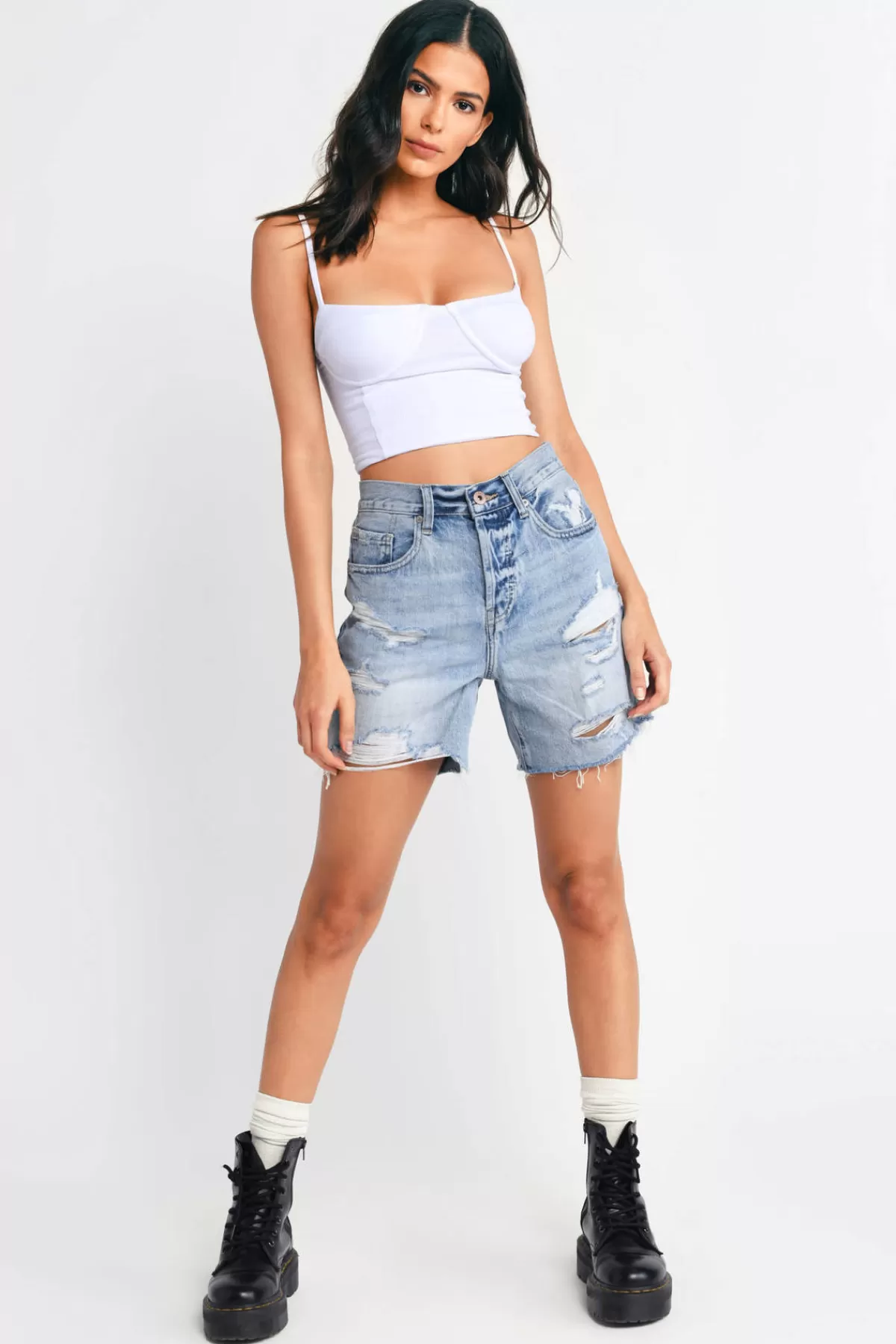 Tobi Pistola Devin High Waist Shorts - * Denim