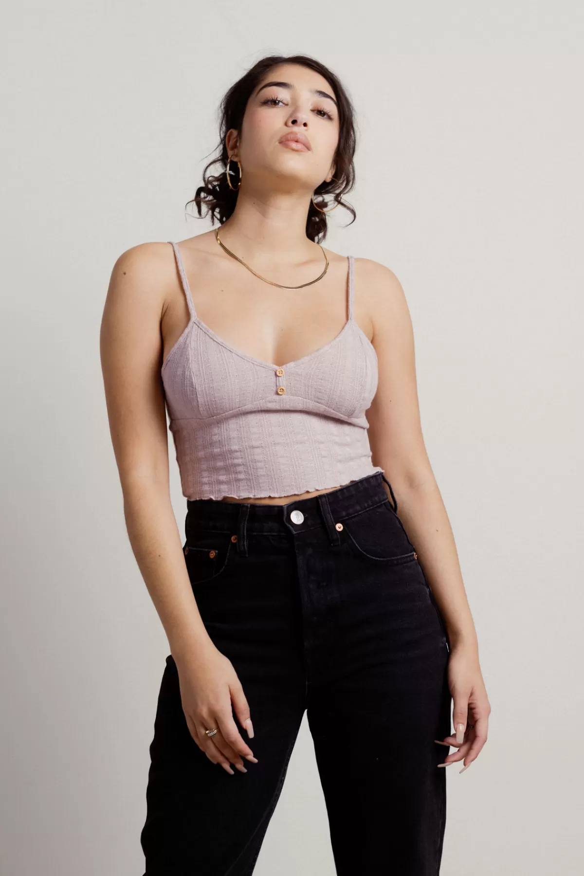 Tobi Quicksand Crop Top - Grey* Camis & Tanks | Crop Tops