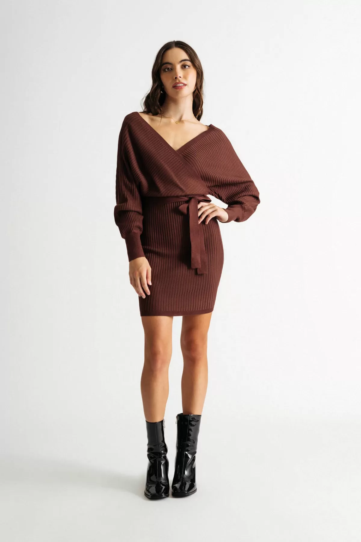 Tobi Rachael Wrap Sweater Mini Dress - Black* Semi Formal Dresses | Party Shop