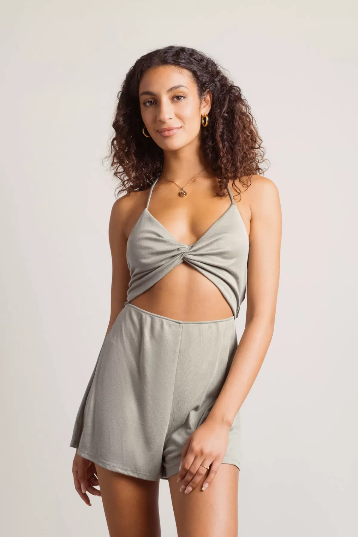 Tobi Rachel Cutout Romper - Taupe* Beach Vacation Outfits | Festival Outfits & Clothing