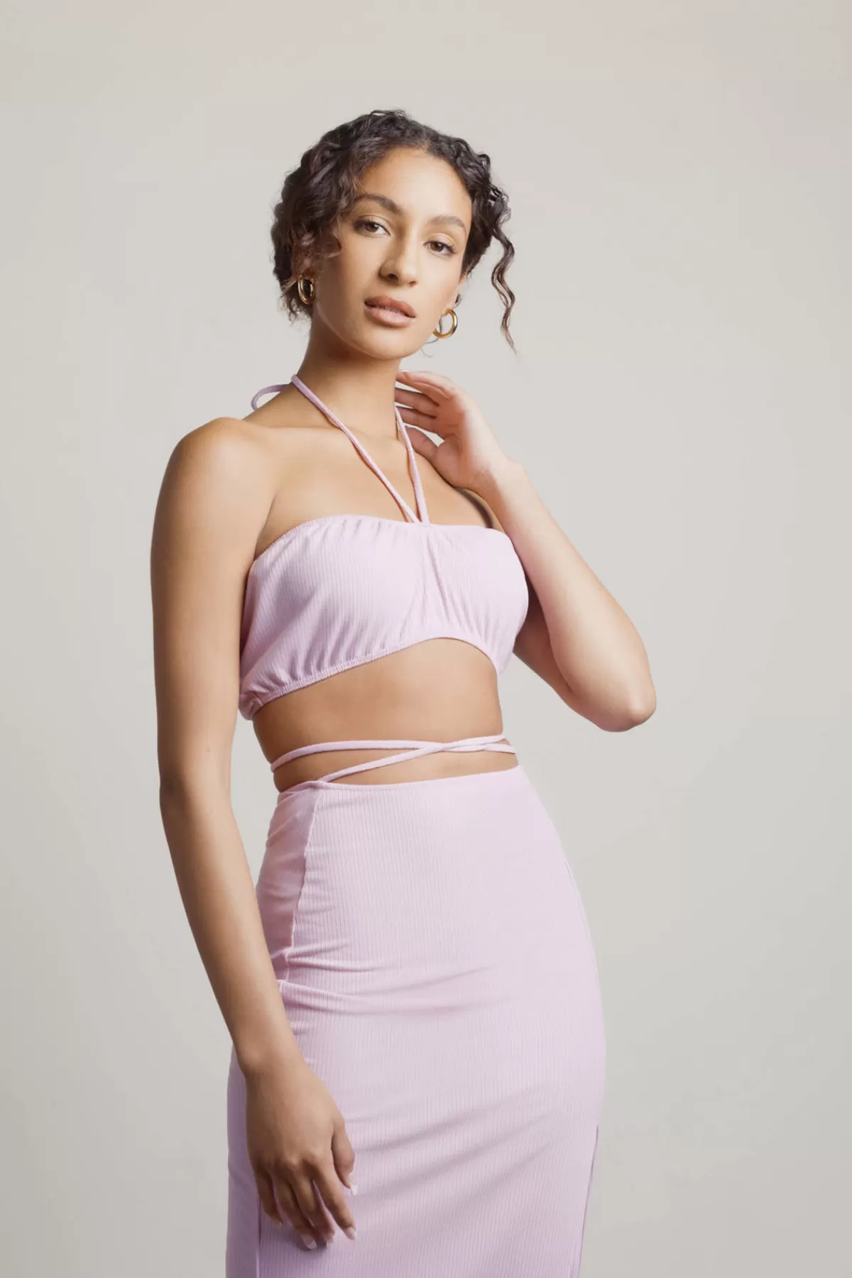 Tobi Ricky Ribbed Crop Top And Midi Skirt Set - Lilac* Valentines Day Outfits | Date Night Outfits