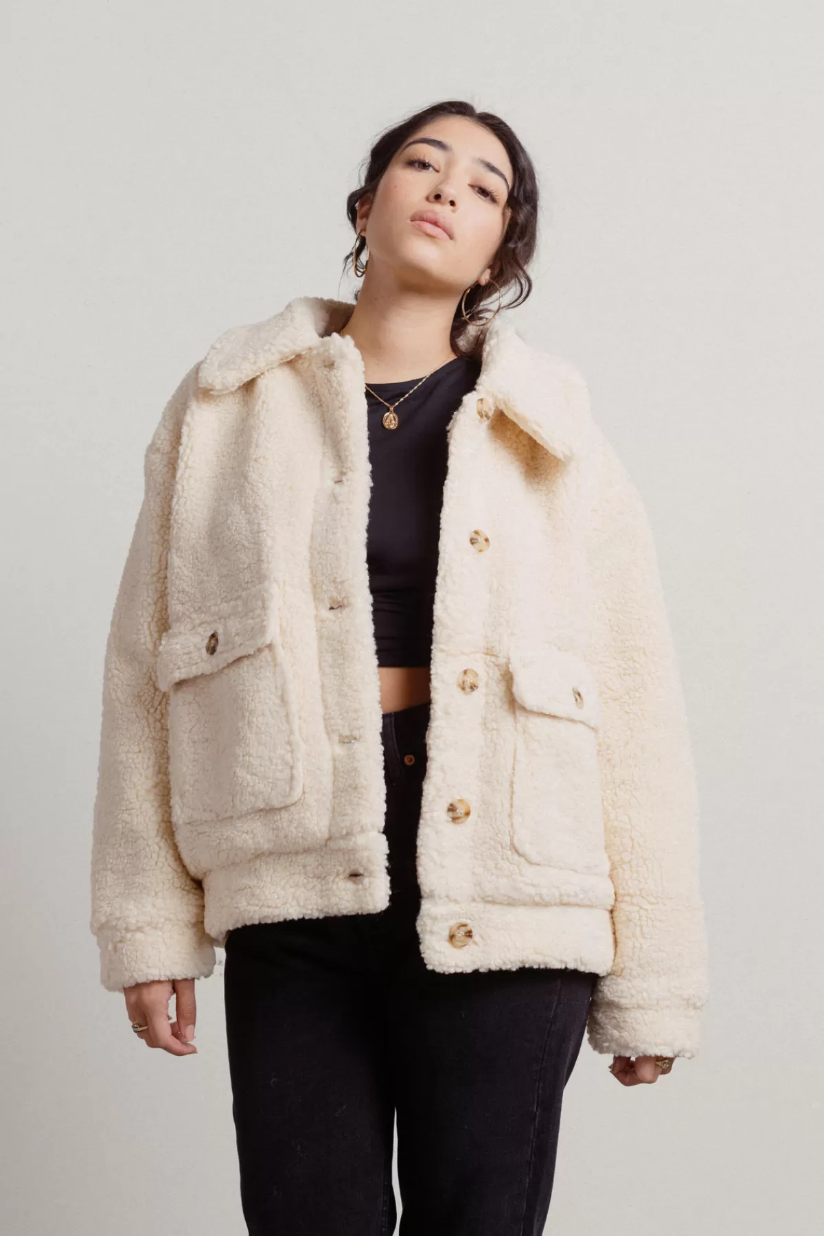 Tobi Rowan Sherpa Jacket - Ivory* Vacation Shop | Jackets