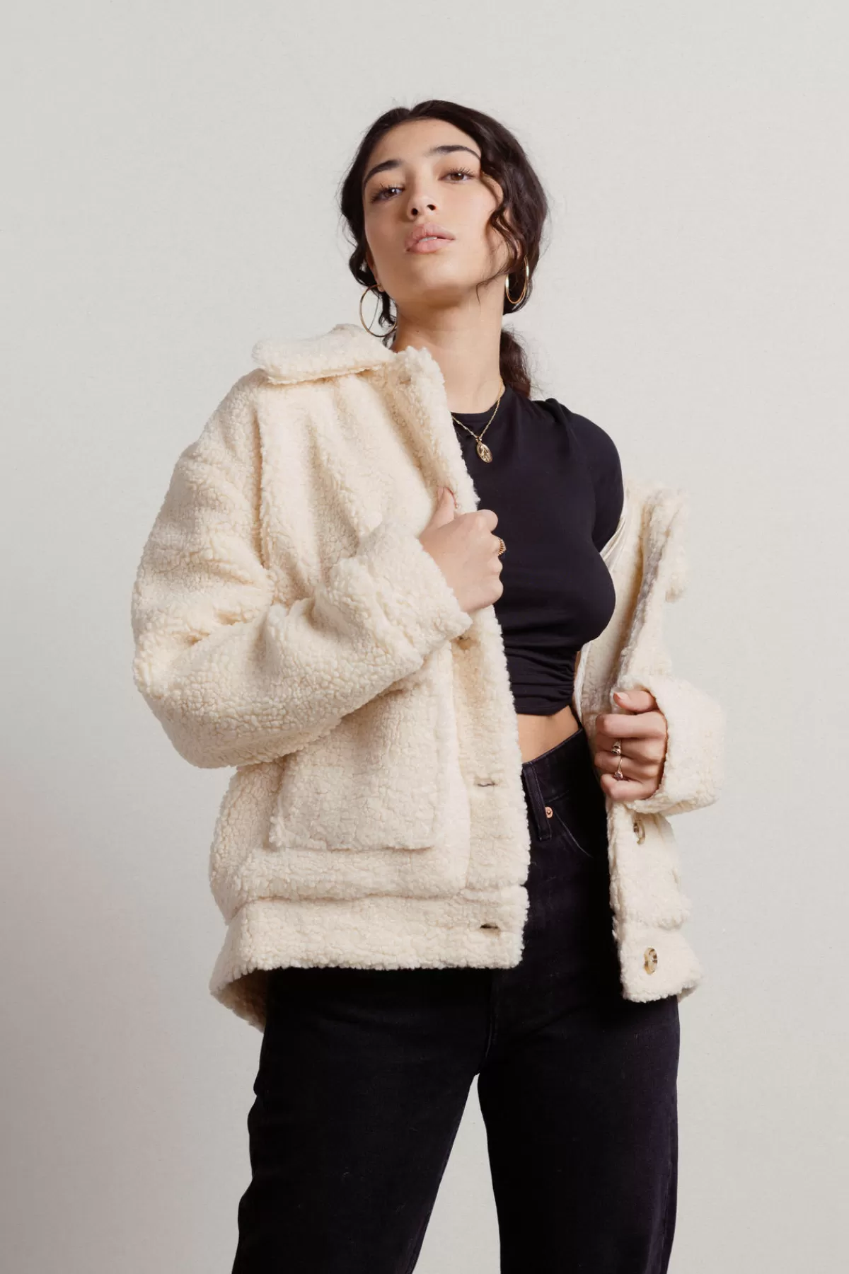 Tobi Rowan Sherpa Jacket - Ivory* Vacation Shop | Jackets