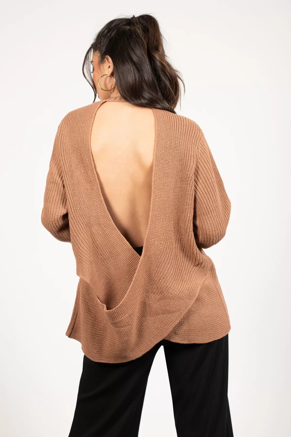 Tobi Safe Inside Open Back Sweater - * Long Sleeve Tops | Backless Tops