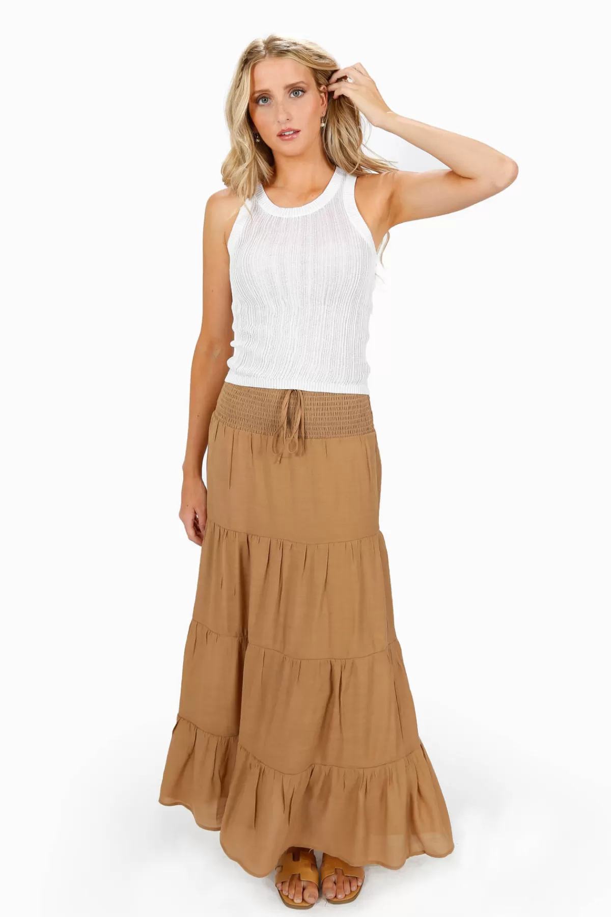 Tobi Sariyah Tiered Maxi Skirt - Clay* Skirts