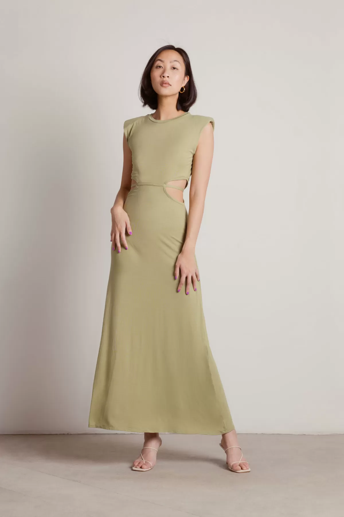 Tobi Shady Creek Padded Shoulder Cutout Maxi Dress - * Honeymoon Outfits | Bridal Party Outfits