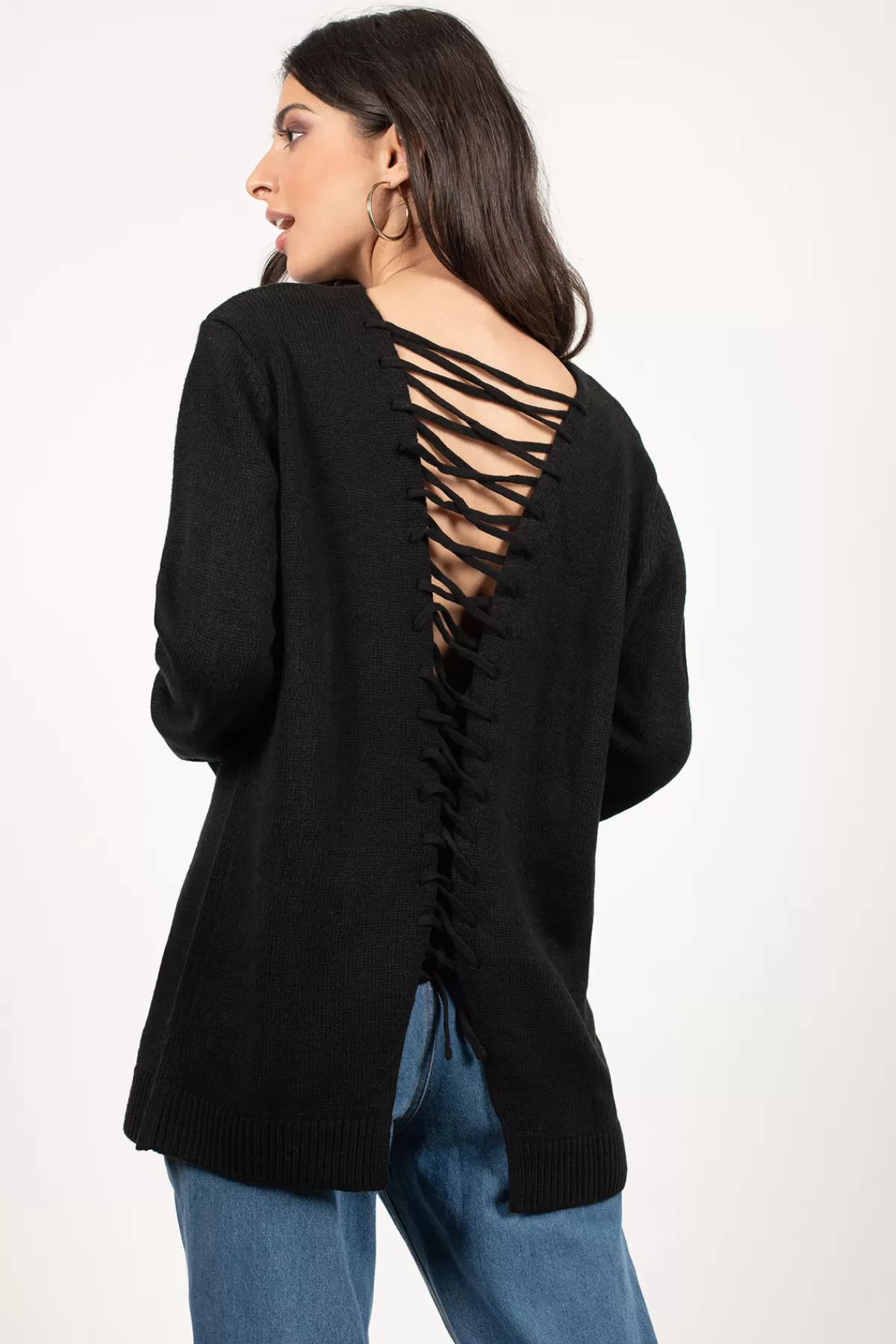 Tobi Shallow Waters Lace Up Sweater - * Sweaters & Cardigans