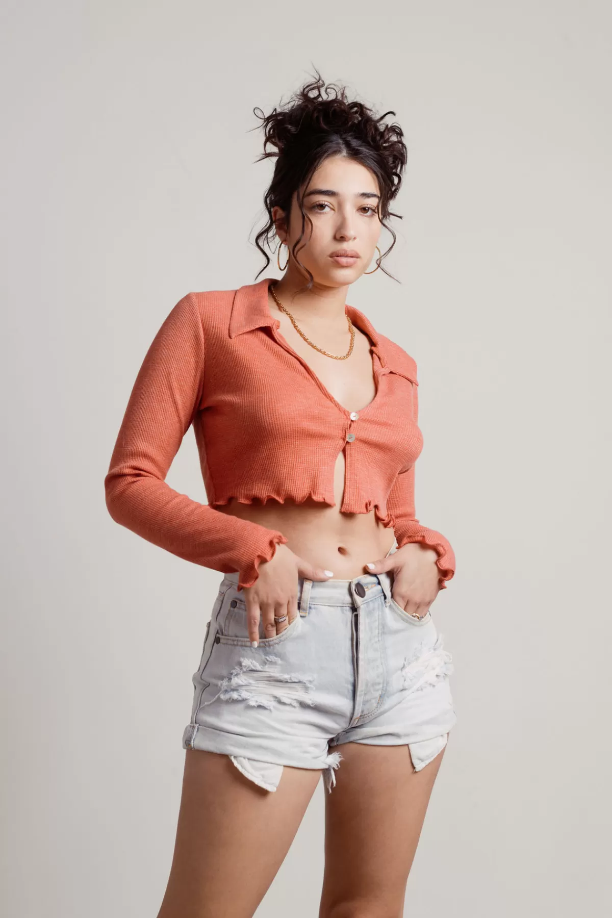 Tobi Silver Crop Top - * Red Tops | Crop Tops