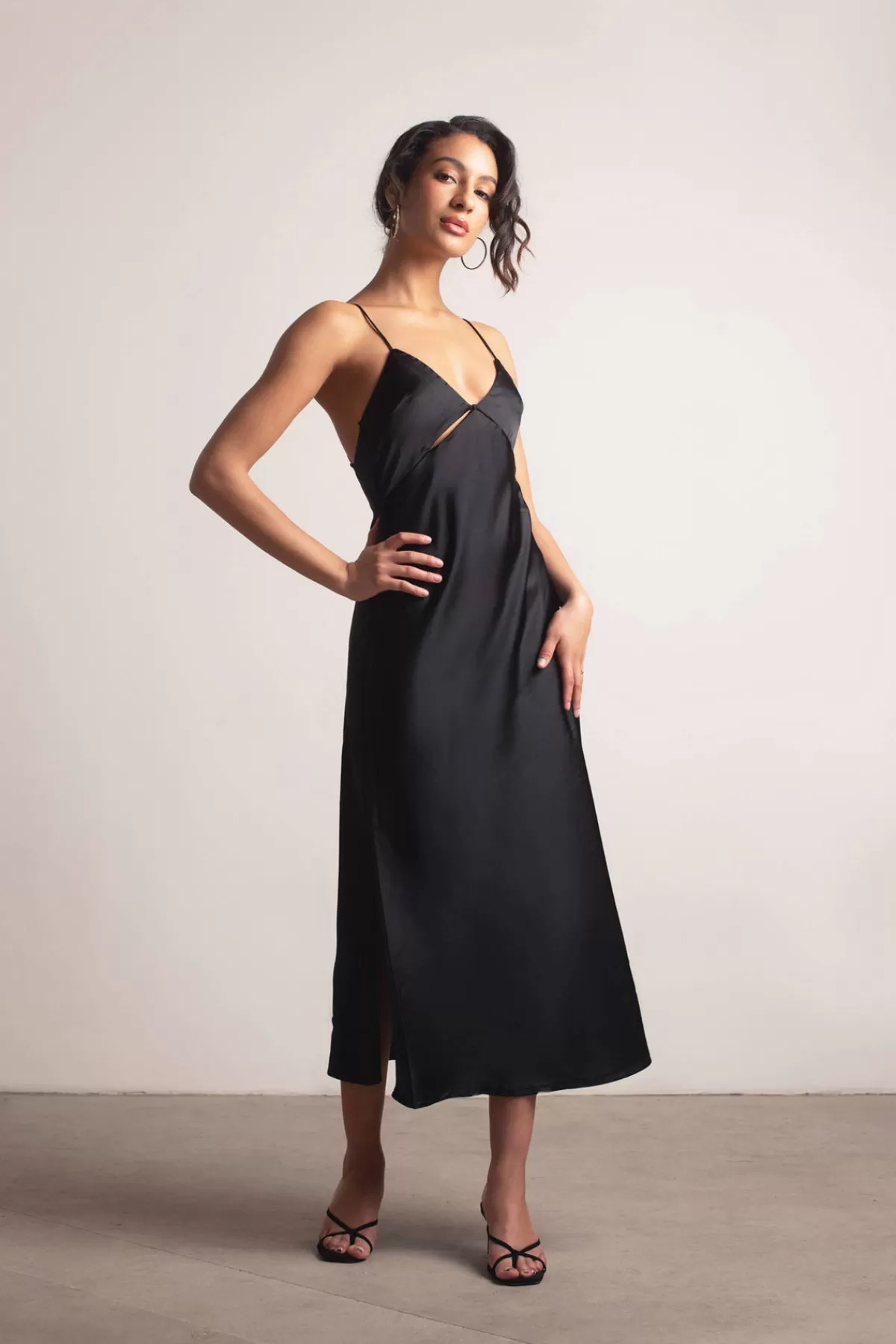 Tobi Slip On Satin Cutout Slit Midi Dress* Bridal Party Outfits | Bachelorette Party Dresses