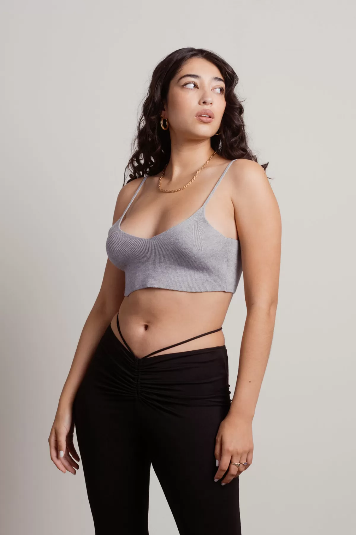 Tobi Snug Around Crop Top - Grey* Beach Vacation Outfits | Going Out Outfits