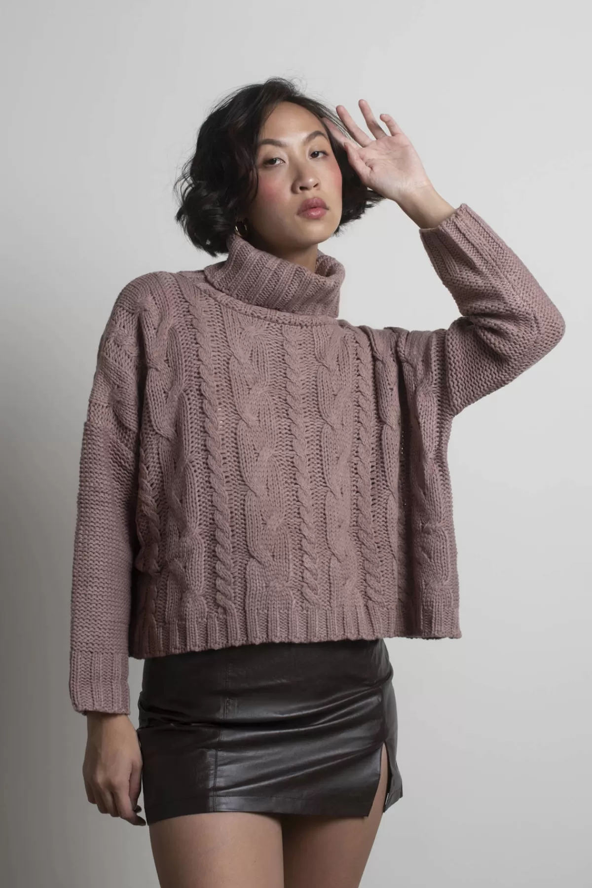 Tobi So Breezy Turtleneck Sweater - Mauve* Pink Tops | Long Sleeve Tops