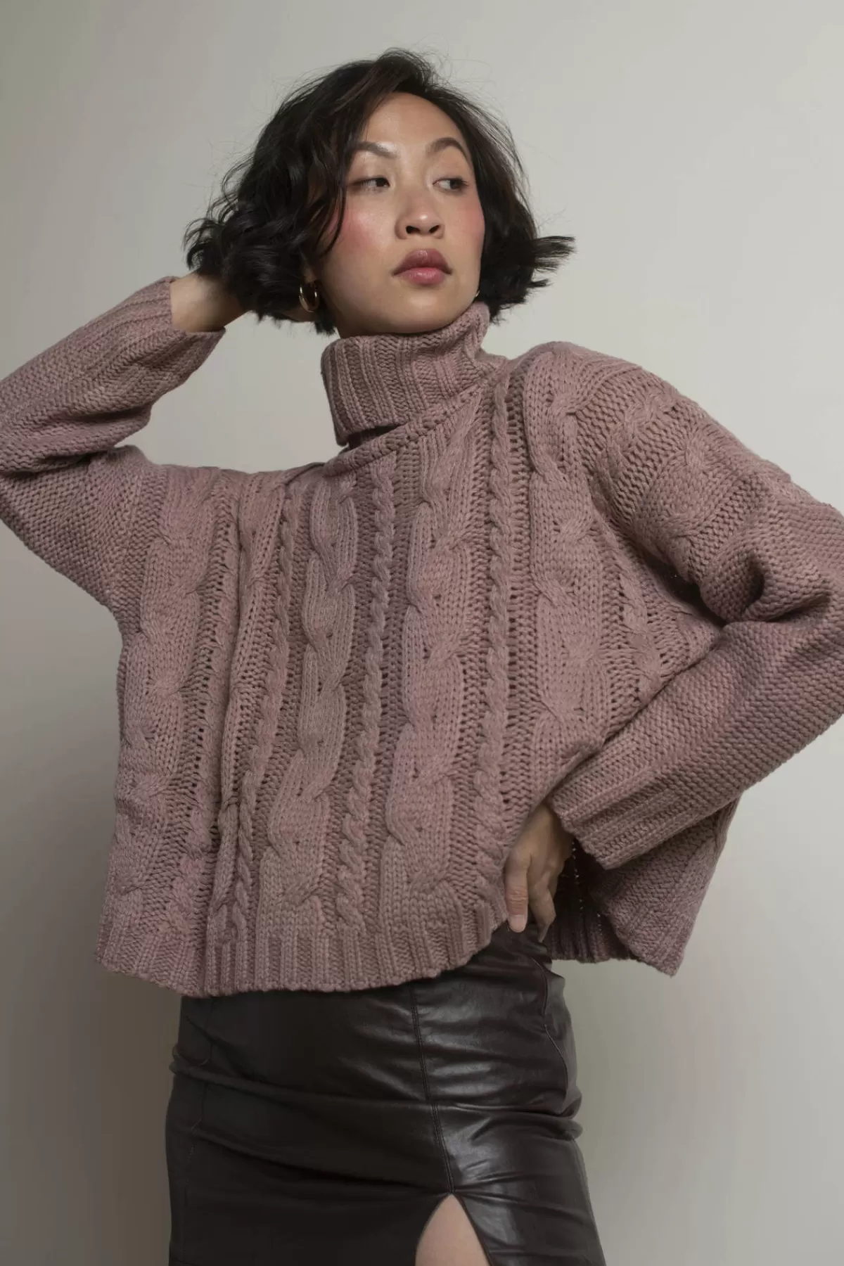 Tobi So Breezy Turtleneck Sweater - Mauve* Pink Tops | Long Sleeve Tops