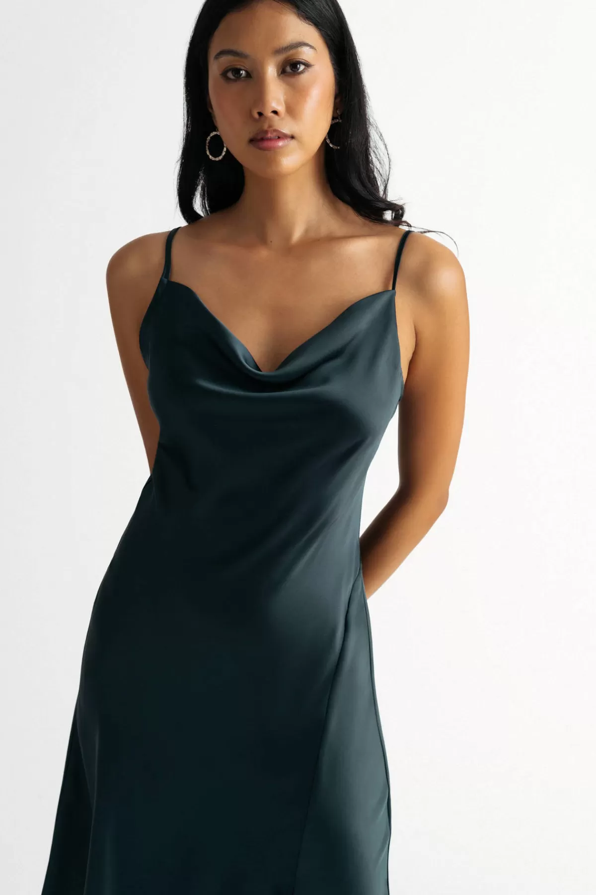 Tobi So In Love Satin Asymmetrical Slip Midi Dress* Honeymoon Outfits | Satin Bridesmaid Dresses