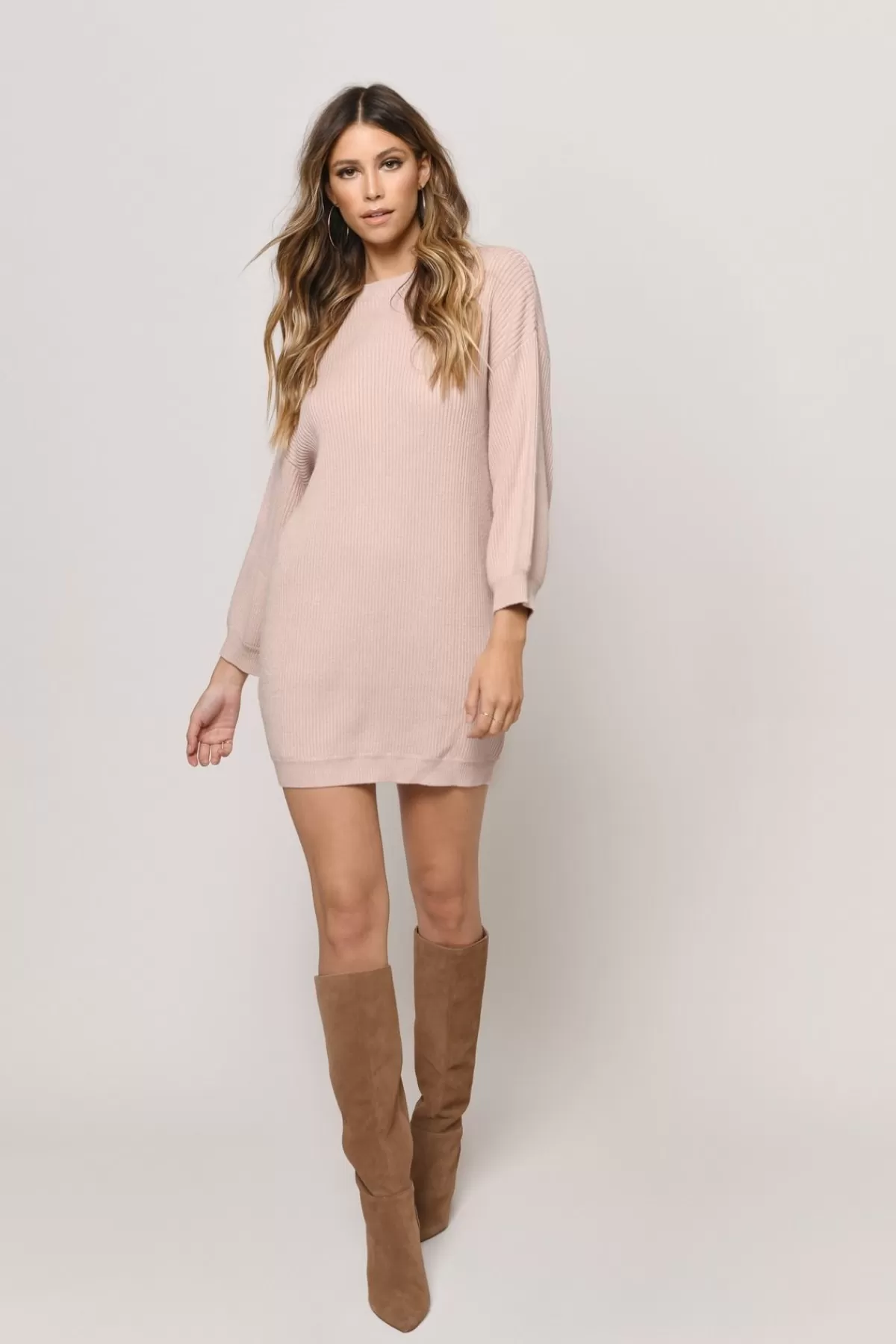 Tobi So Lost Ribbed Sweater Mini Dress - Heather Grey* Bump Friendly Dresses | Airport & Travel Outfits