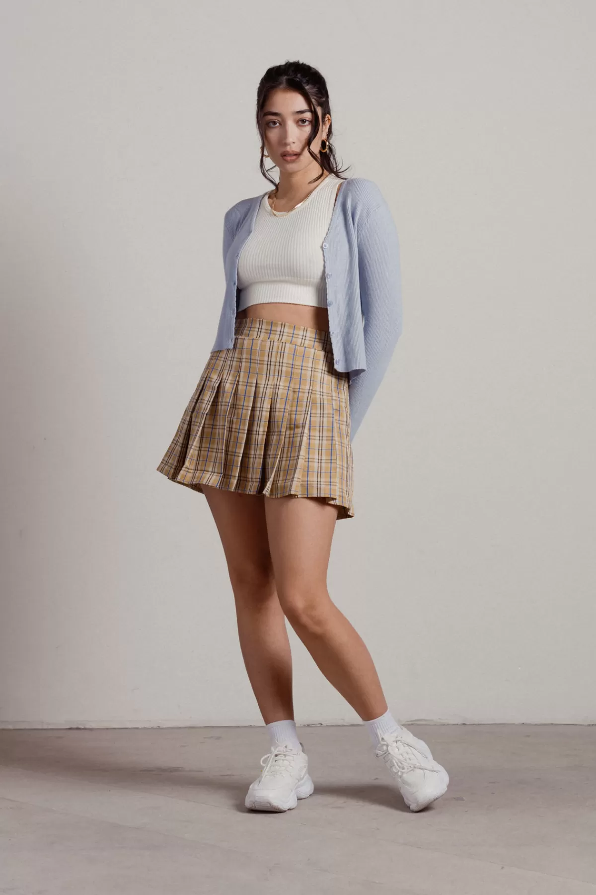 Tobi So What Pleated Mini Skirt - Tan* Skirts | Airport & Travel Outfits