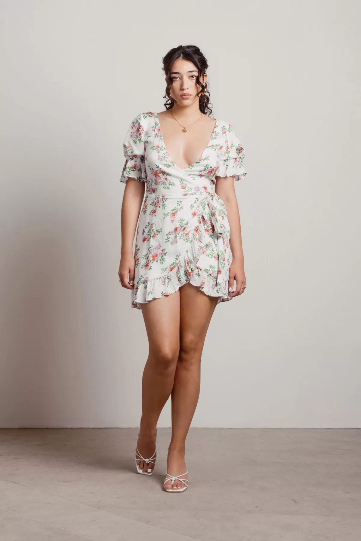 Tobi Some Perspective Floral Plunging Mini Dress - * Honeymoon Outfits | Floral Wedding Guest Dresses