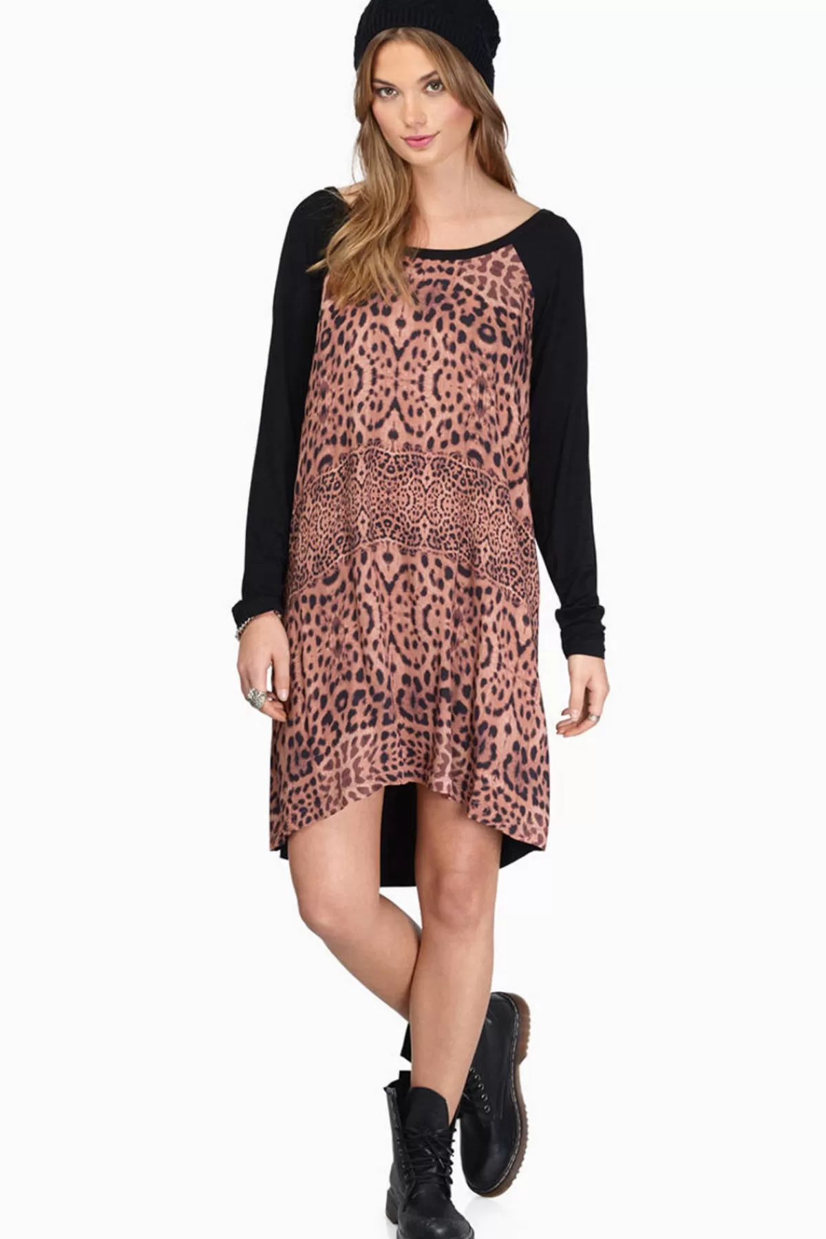 Tobi Somedays Lovin Amur Leopard Print Shift Mini Dress - * Shift Dresses | Long Sleeve Dresses