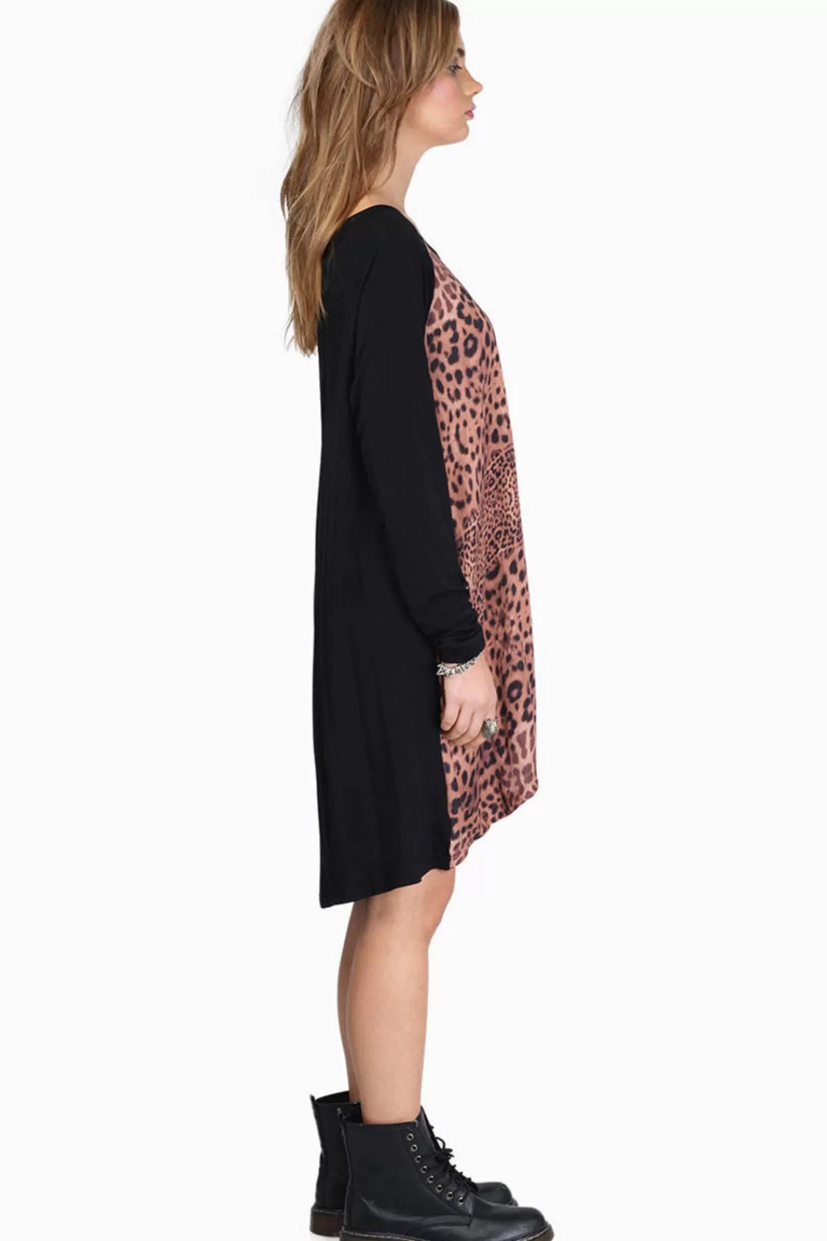 Tobi Somedays Lovin Amur Leopard Print Shift Mini Dress - * Shift Dresses | Long Sleeve Dresses