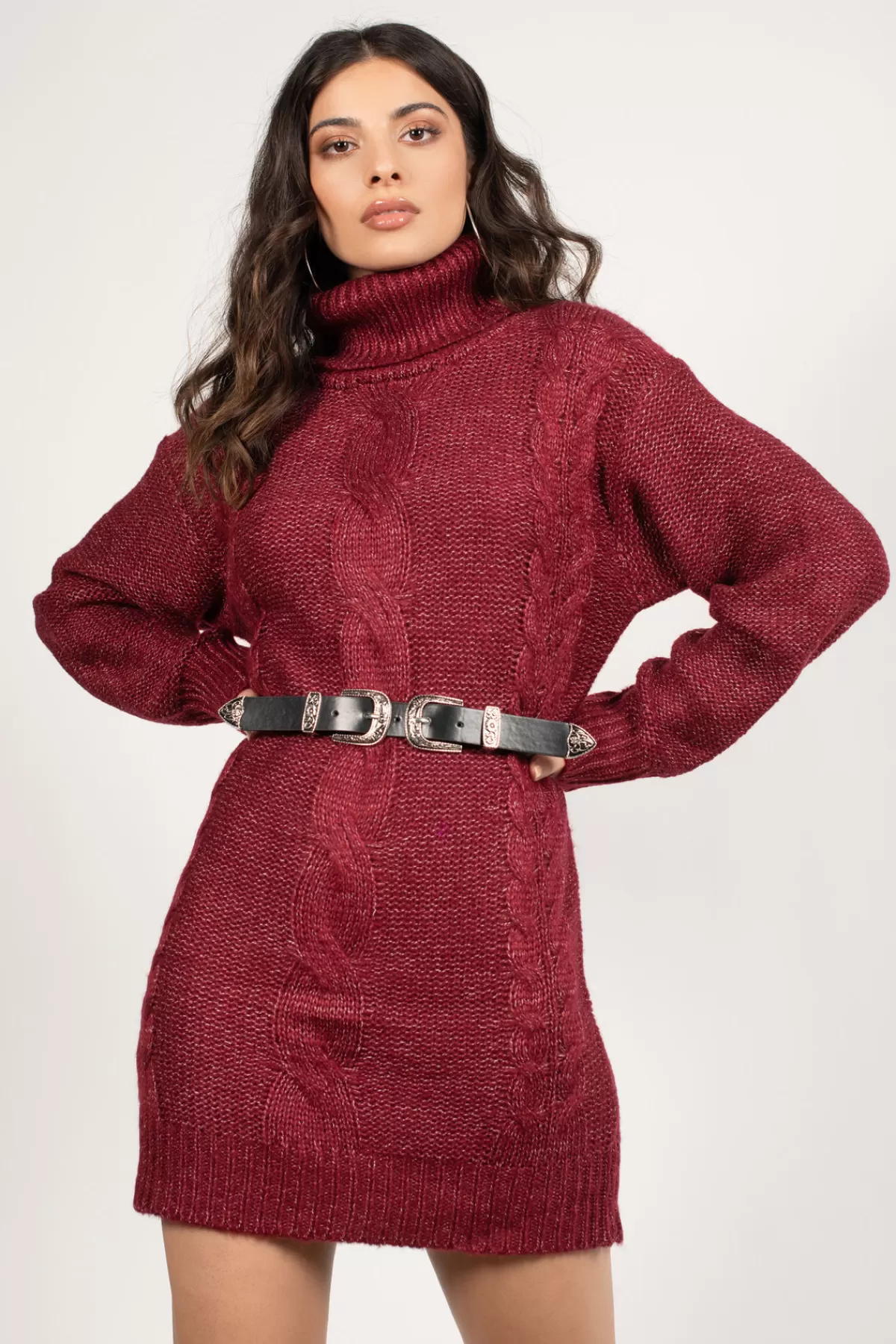 Tobi Stay Home Turtleneck Sweater Mini Dress - * Vacation Shop | Red Dresses