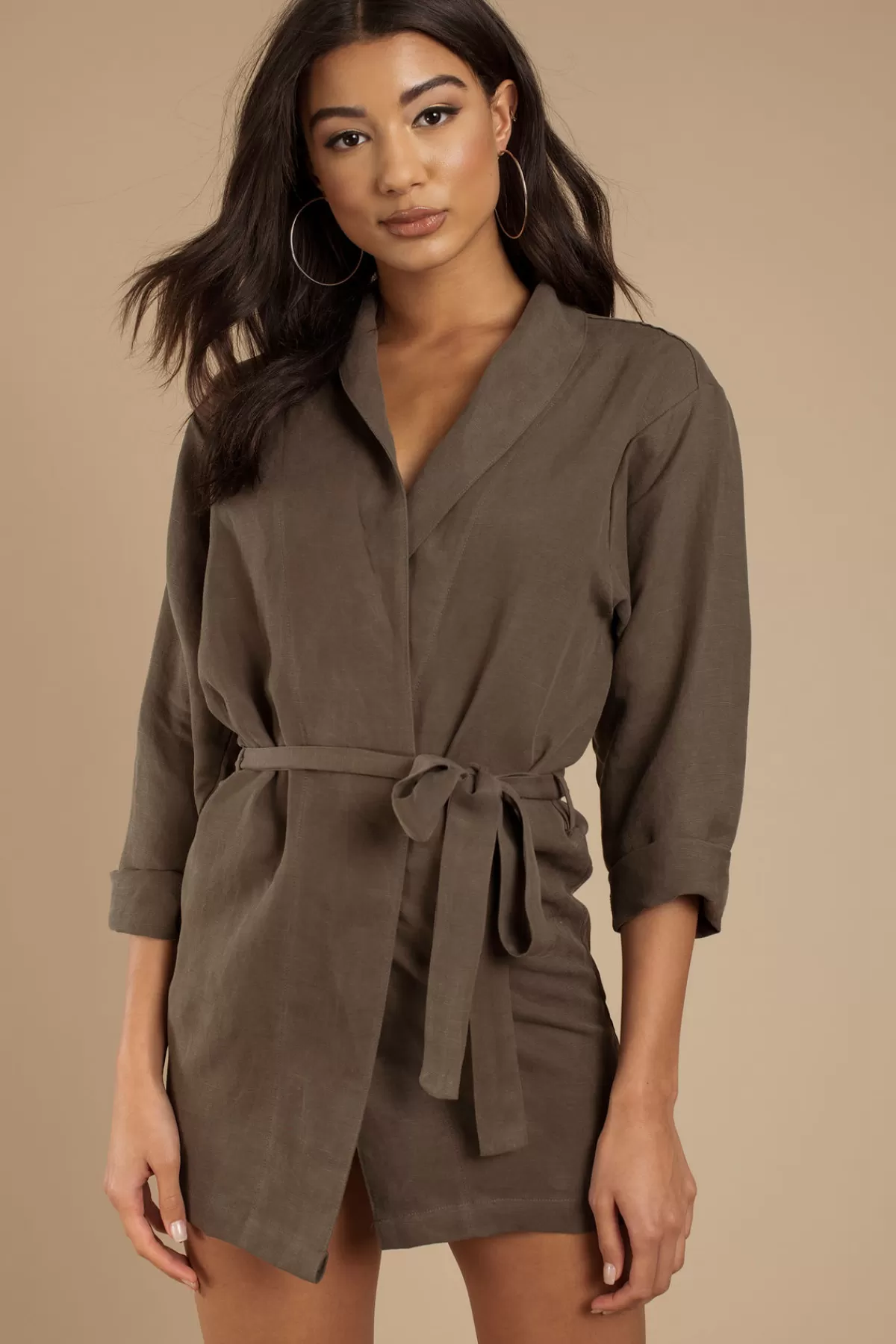 Tobi Stillwater The Ines Collared Wrap Mini Dress - * Wrap Dresses | Long Sleeve Dresses