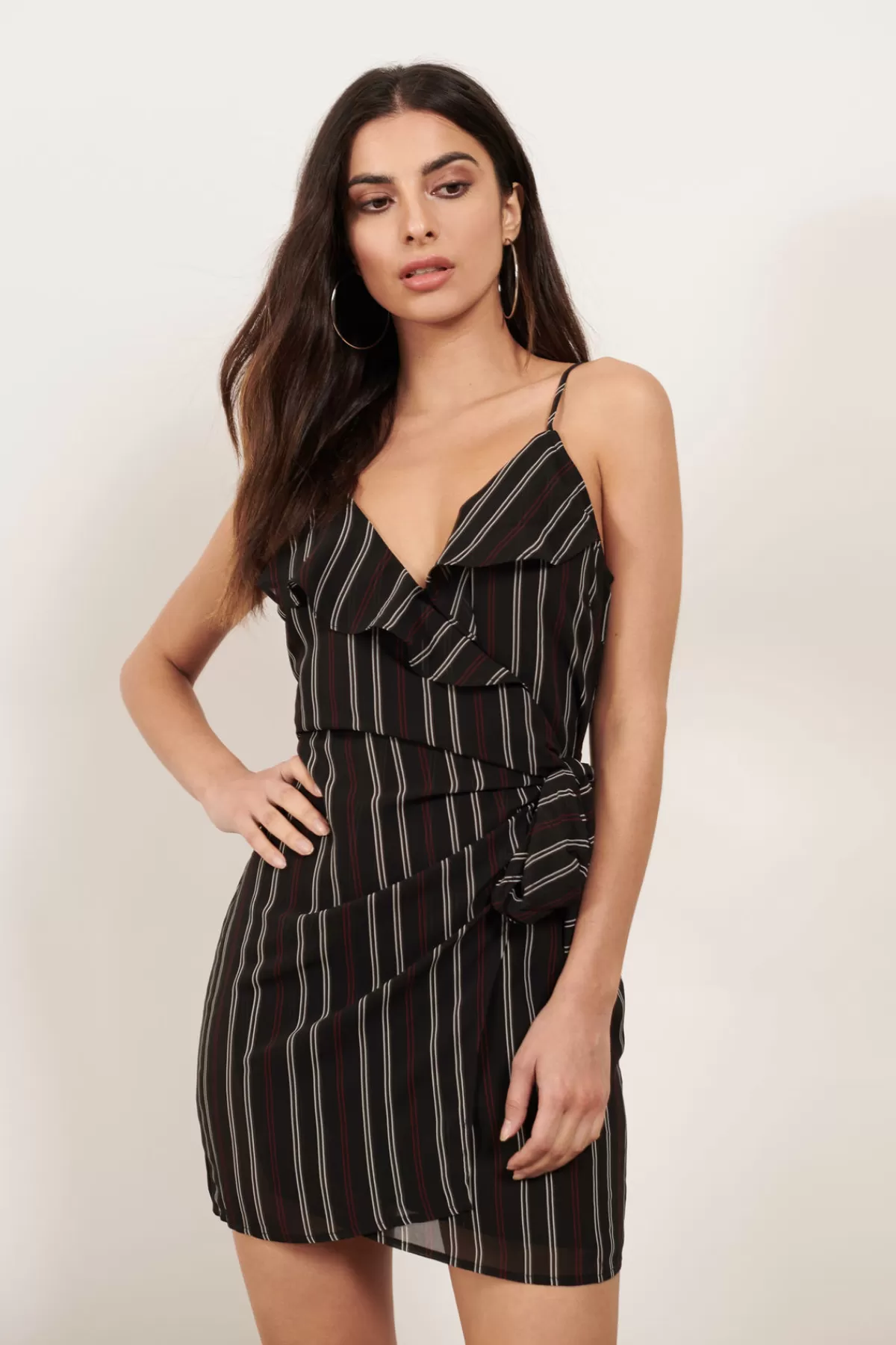 Tobi Stripe To The Point Ruffle Wrap Mini Dress - * Party Shop | Party Shop