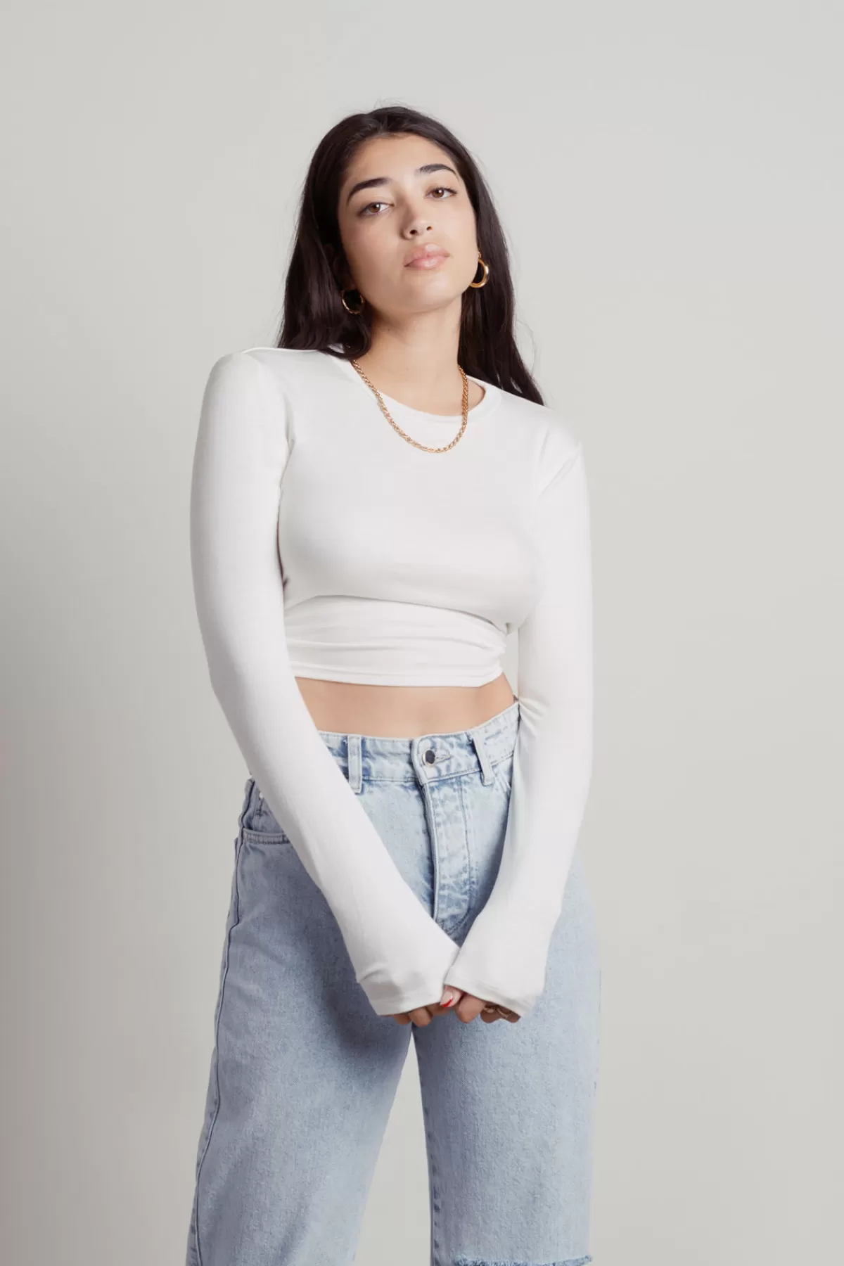 Tobi Tamago Crop Top - Black* Long Sleeve Tops | Backless Tops