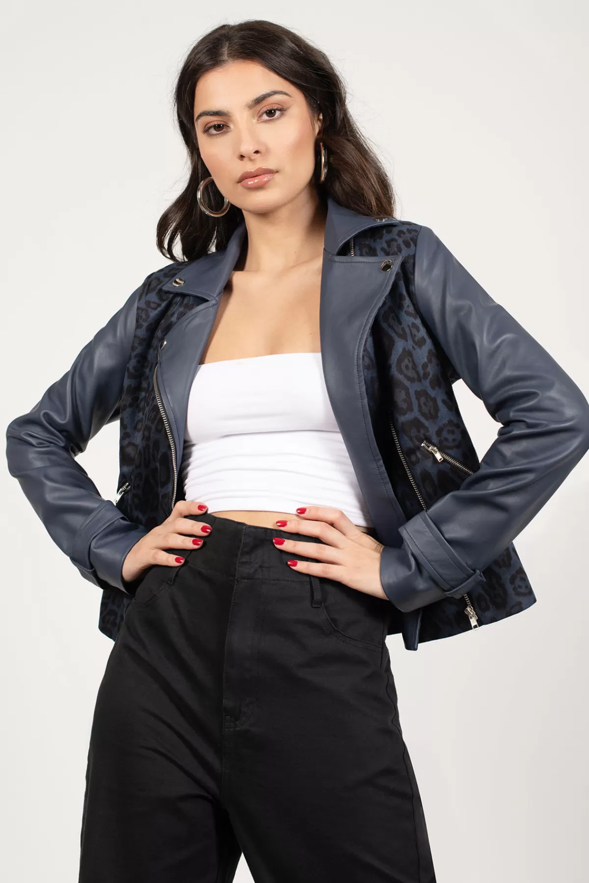 Tobi The Wild Side Moto Jacket - Navy Multi* Vacation Shop | Jackets