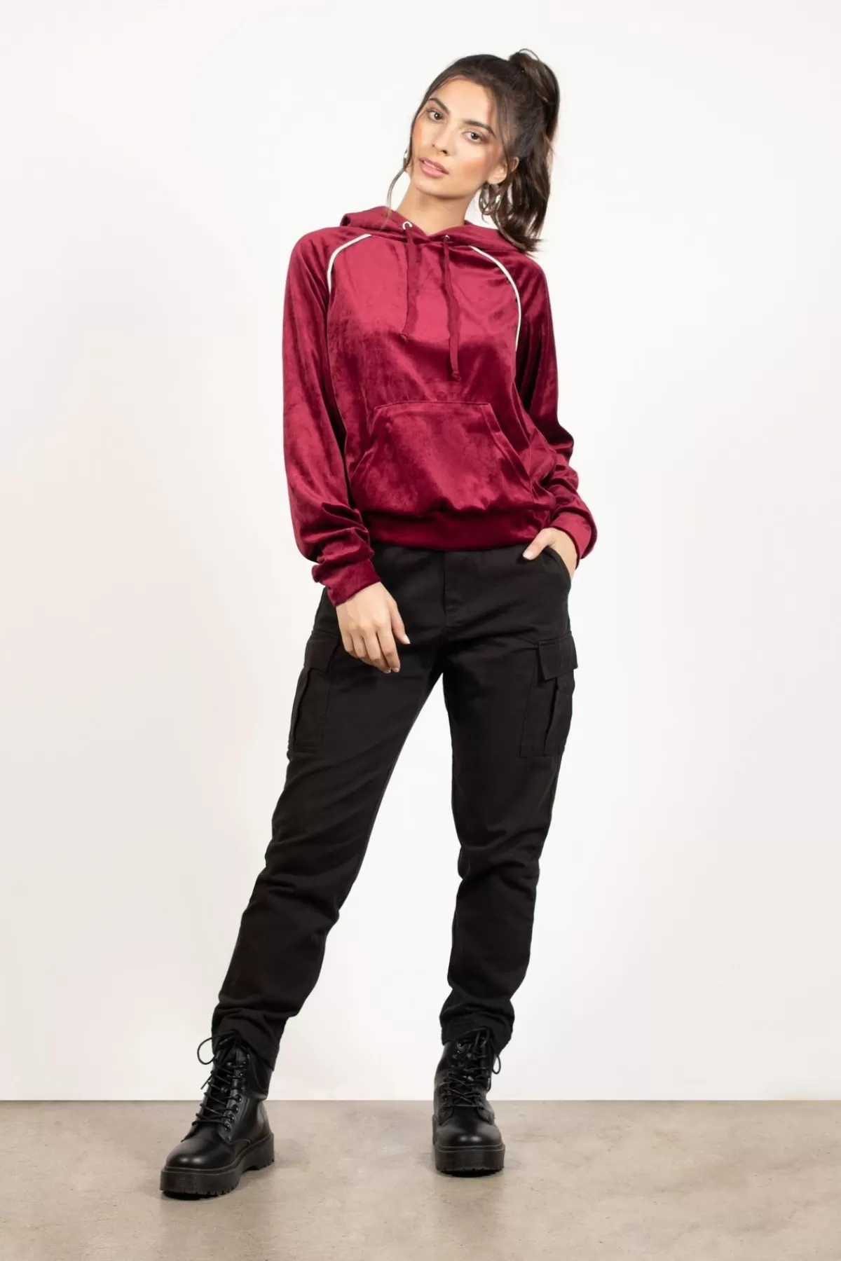 Tobi Track Star Velvet Hoodie - * Vacation Shop | Red Tops