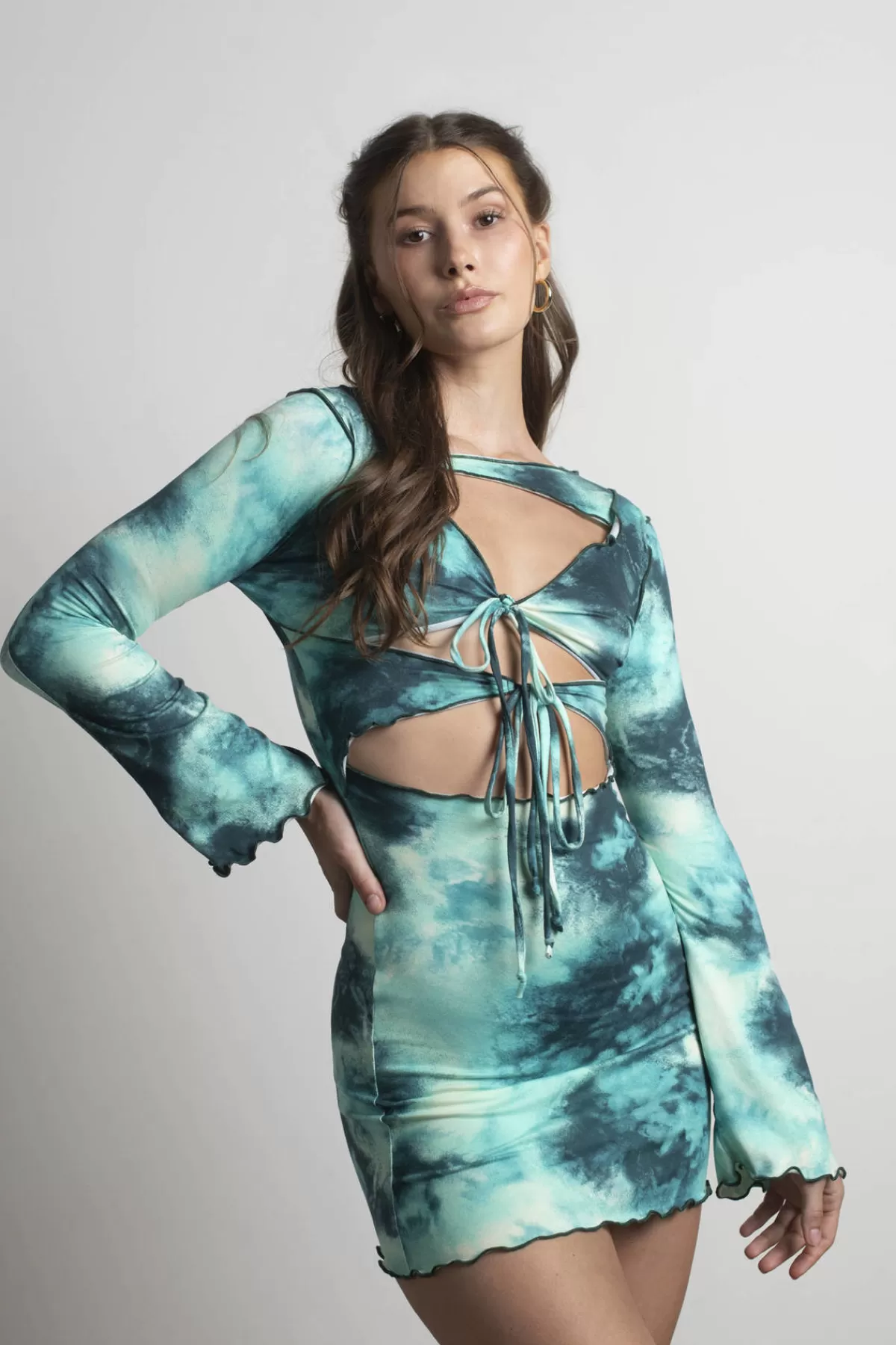 Tobi Underwater Tie Dye Cutout Mini Dress - * Night Club Outfits | Cut Out Dresses