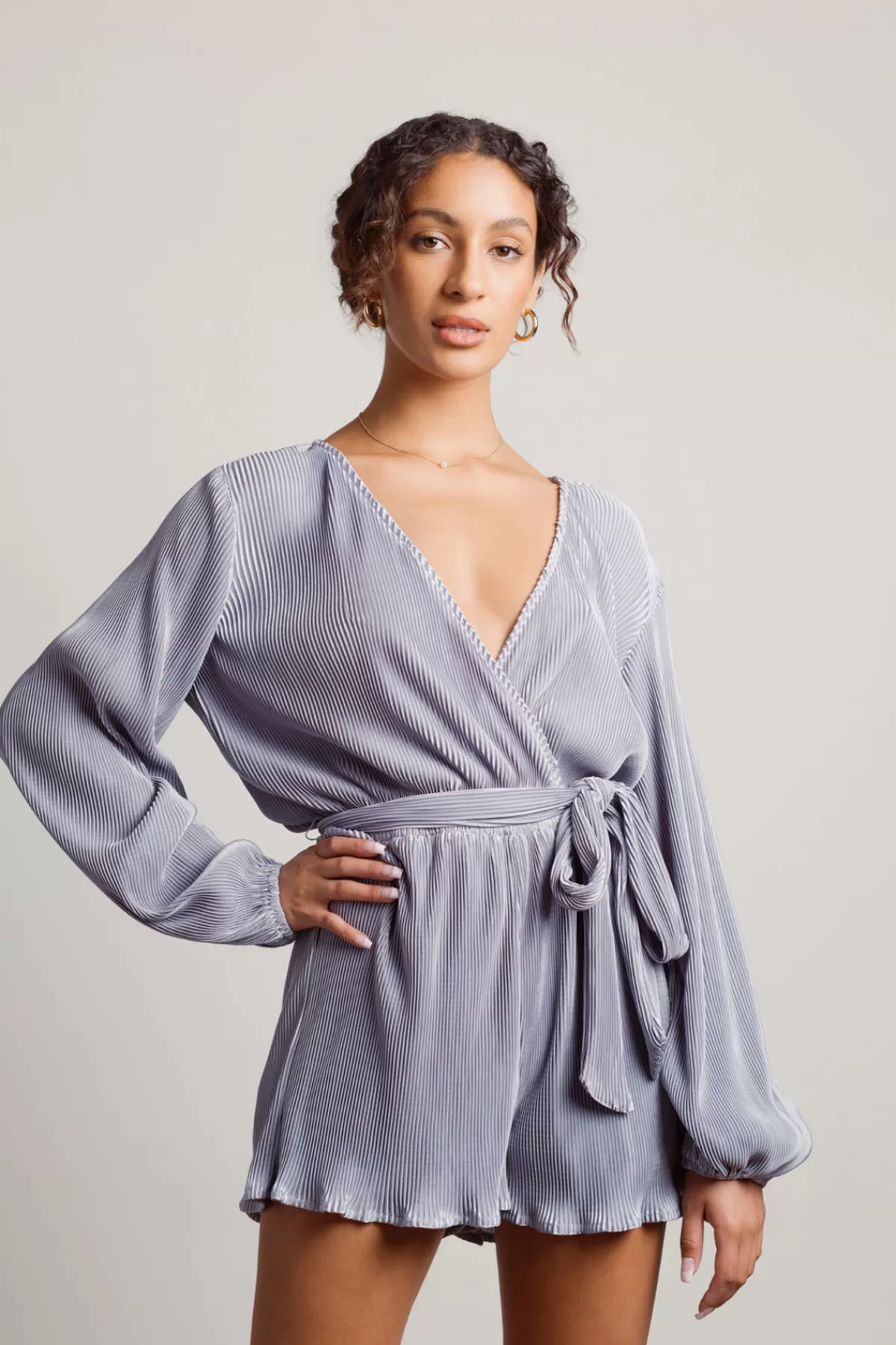 Tobi Vasha Waist Tie Romper - Blue* Honeymoon Outfits | Vacation Shop