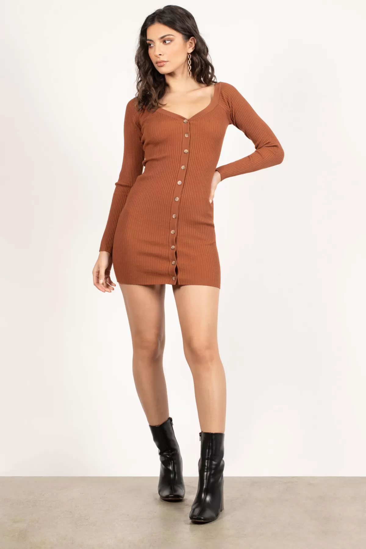 Tobi Ventura Button Up Sweater Mini Dress - * Casual Dresses | Long Sleeve Dresses