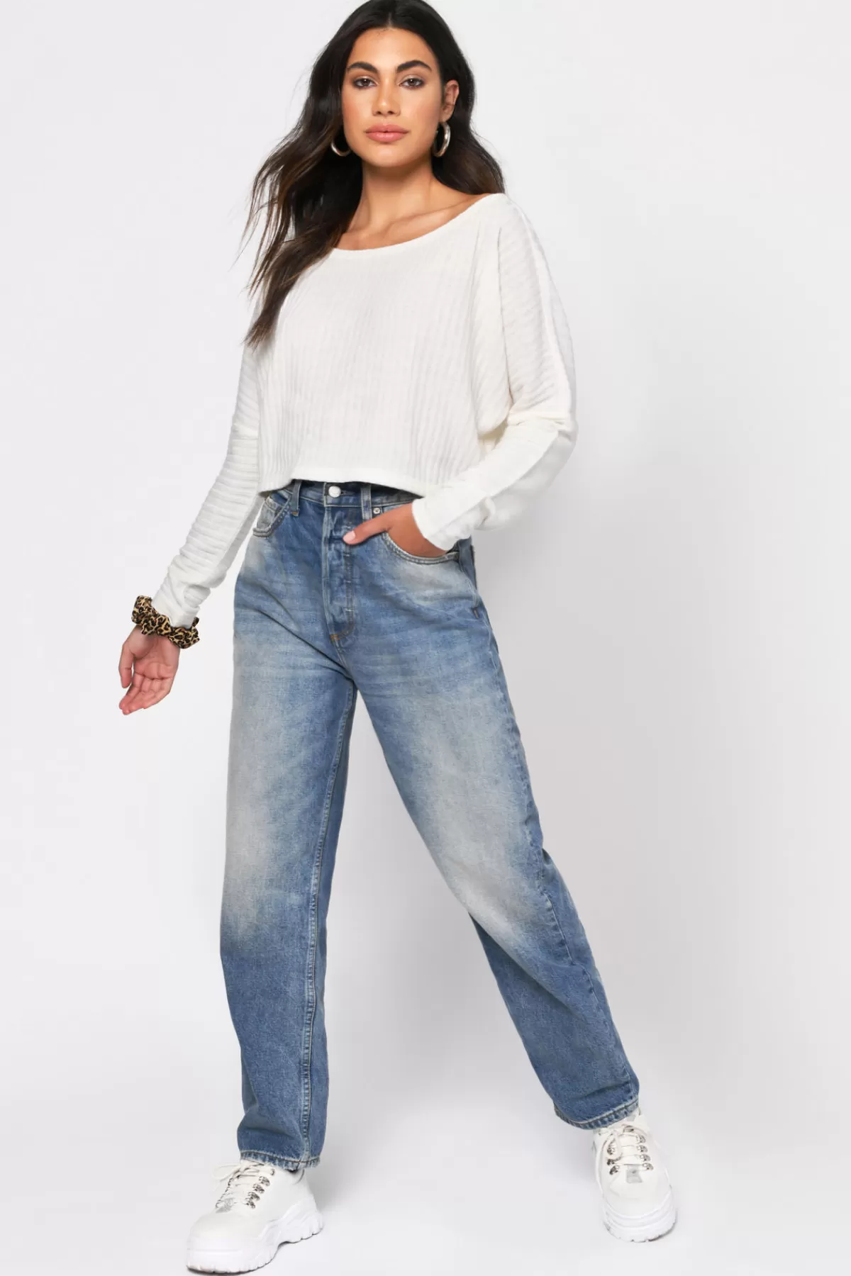 Tobi What Lovers Do Ribbed Top - White* Vacation Shop | Long Sleeve Tops