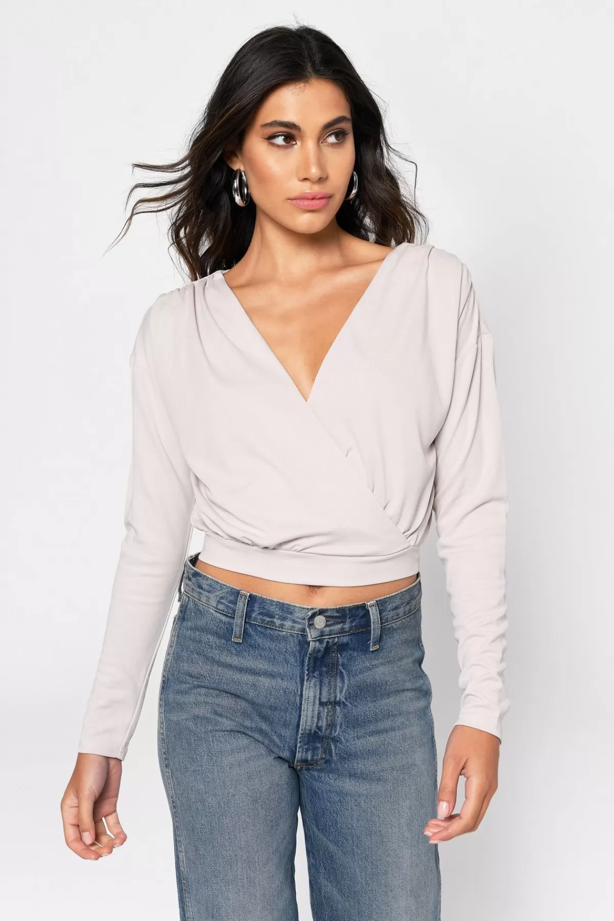 Tobi Wrap City Crop Top - Stone* Going Out Tops | Concert Outfits