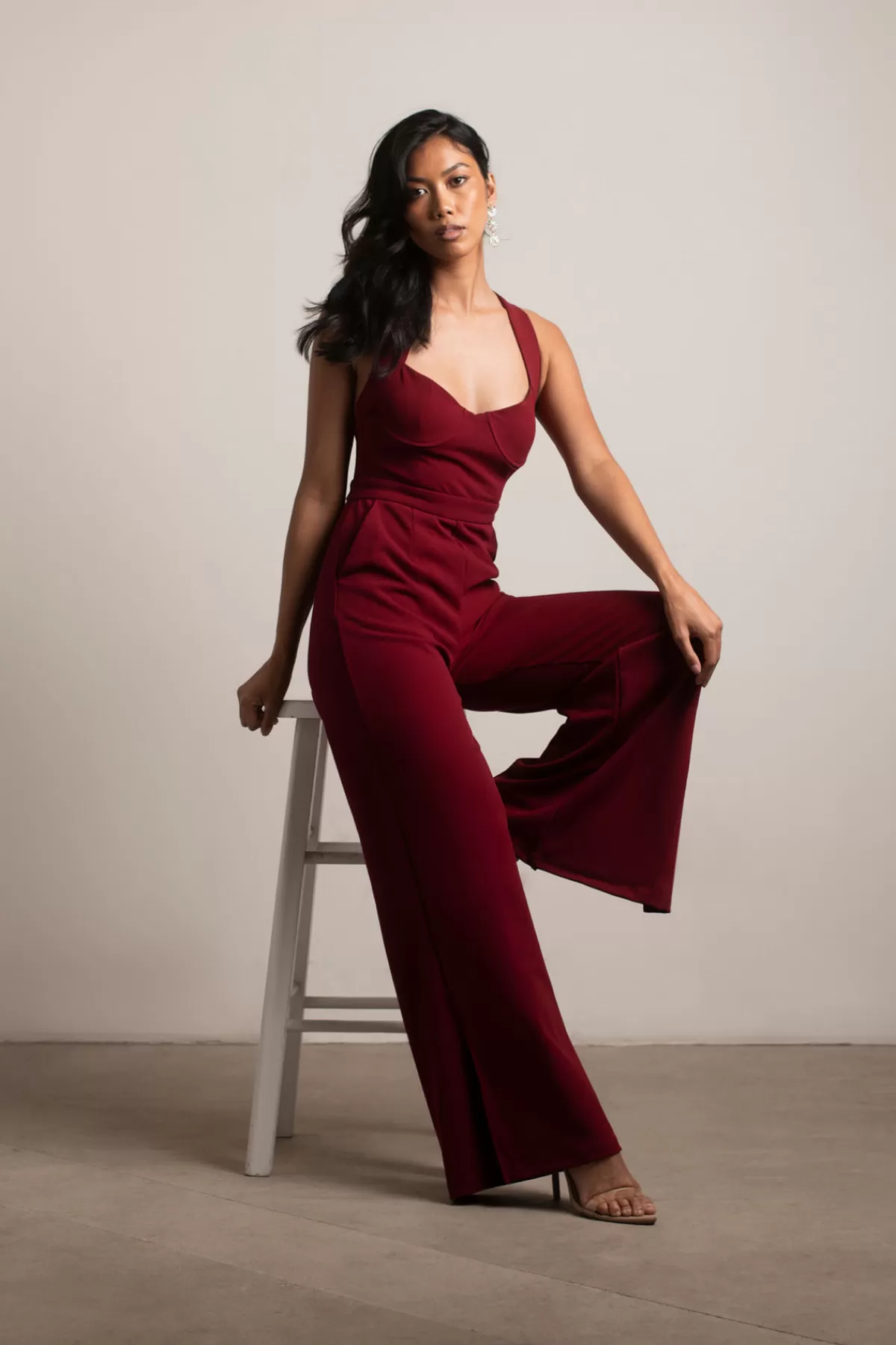 Tobi Yessenia Cross Back Jumpsuit - Wine* Bridal Party Outfits | Valentines Day Outfits