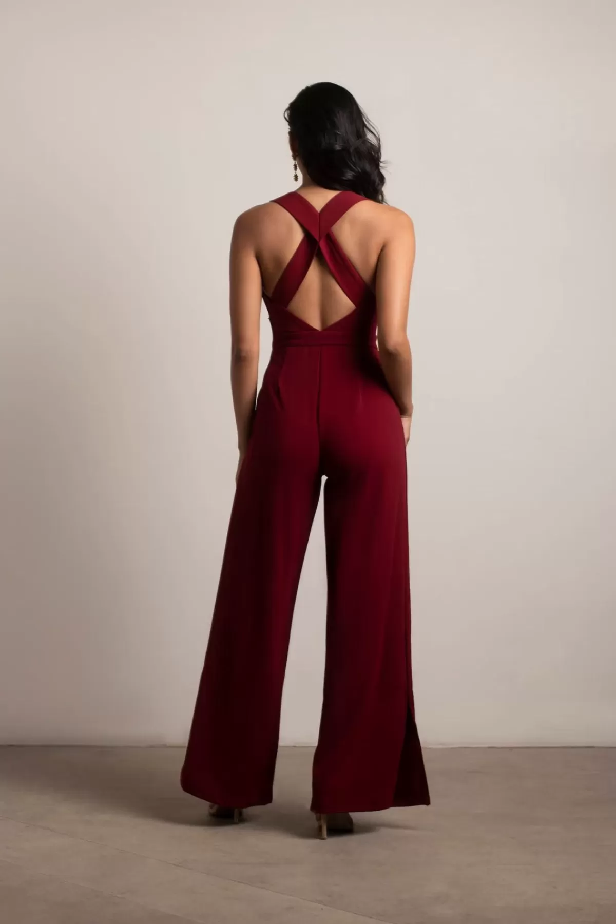 Tobi Yessenia Cross Back Jumpsuit - Wine* Bridal Party Outfits | Valentines Day Outfits