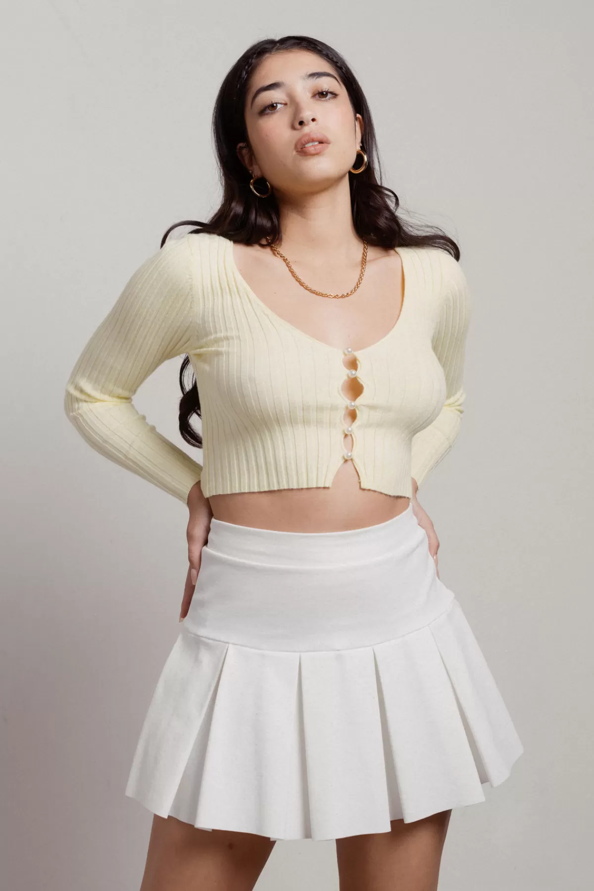 Tobi You Should Know Pearl Button Cardigan - * Long Sleeve Tops | Crop Tops